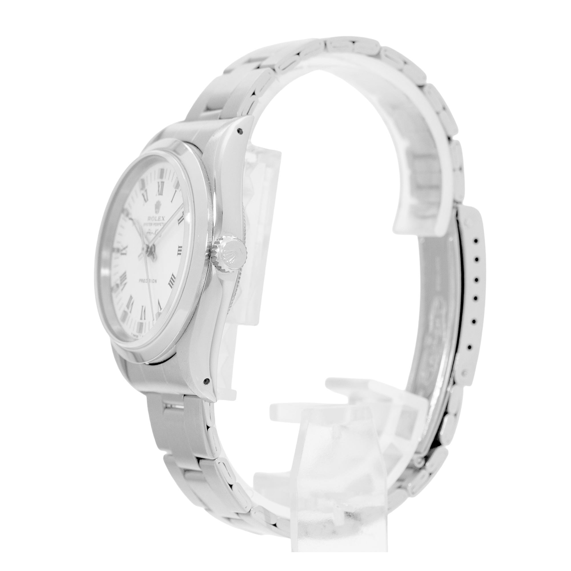 Rolex Air King 34 14000 White Roman Steel Smooth Automatic Mens Watch 1990 thumbnail 4