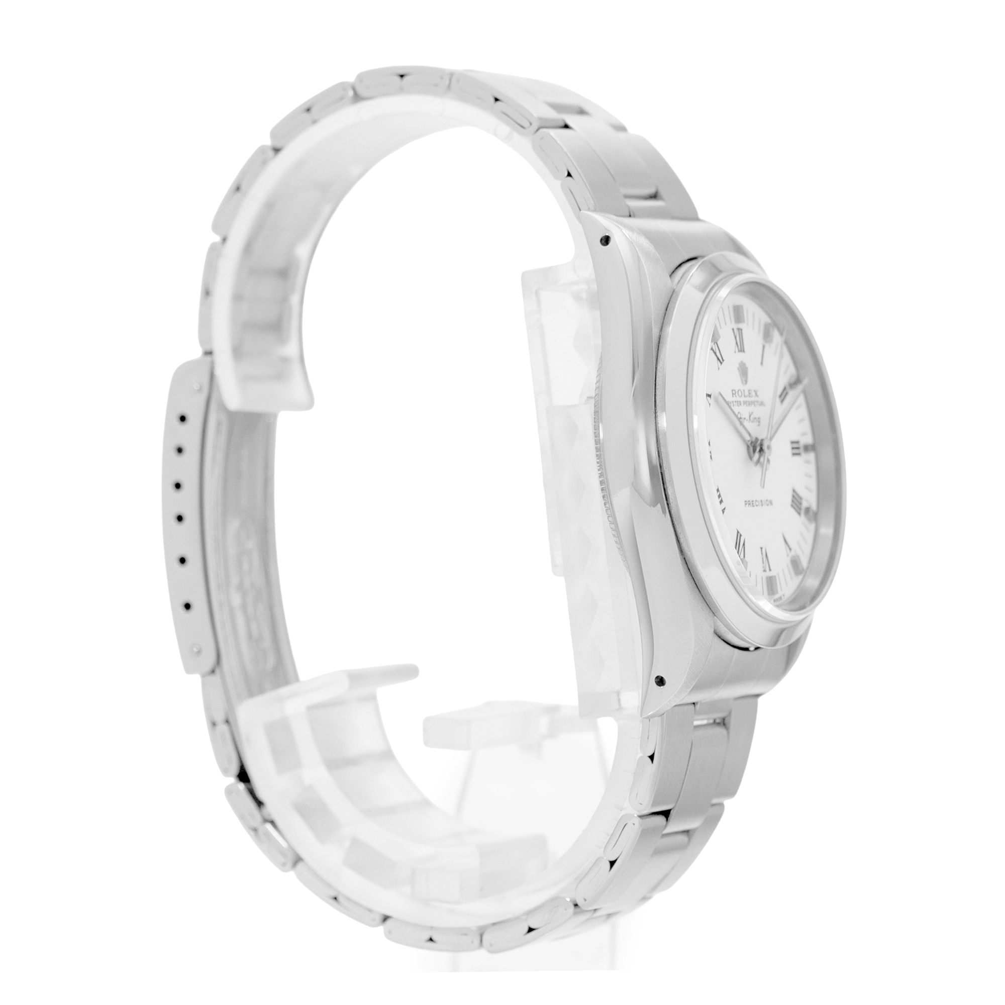 Rolex Air King 34 14000 White Roman Steel Smooth Automatic Mens Watch 1990 thumbnail 5