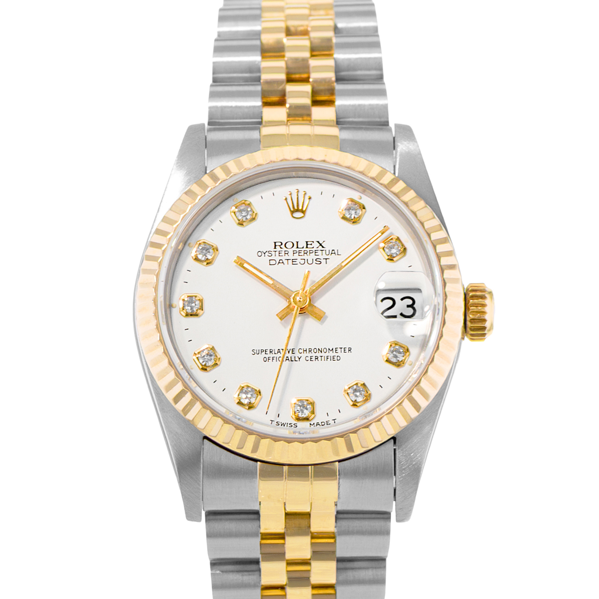 Rolex Datejust 31 68273 White Diamond Steel Yellow Gold Ladies Watch 1994 thumbnail 1