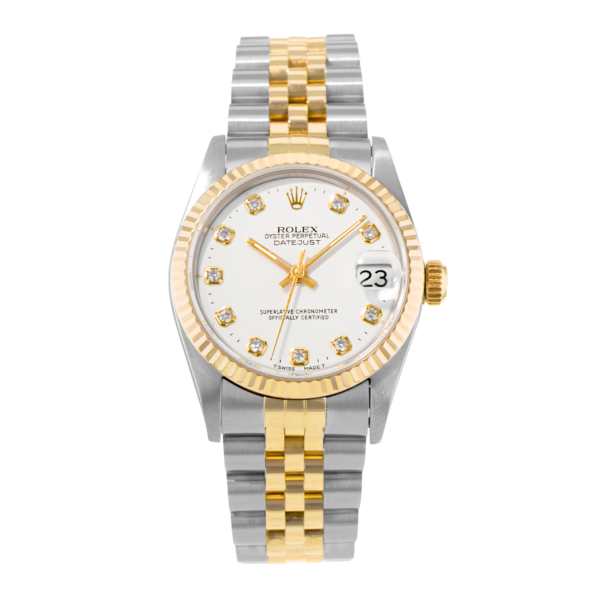 Rolex Datejust 31 68273 White Diamond Steel Yellow Gold Ladies Watch 1994 thumbnail 2