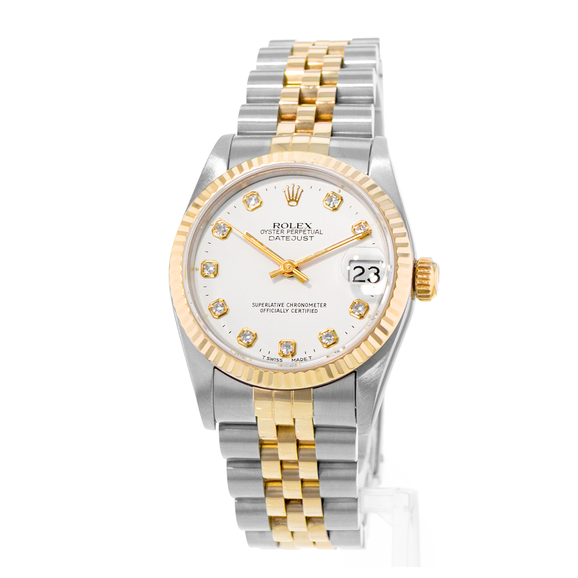 Rolex Datejust 31 68273 White Diamond Steel Yellow Gold Ladies Watch 1994 thumbnail 3