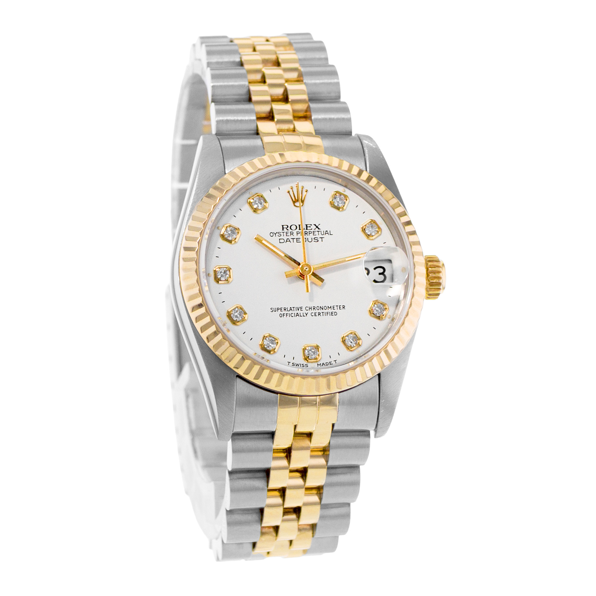 Rolex Datejust 31 68273 White Diamond Steel Yellow Gold Ladies Watch 1994 thumbnail 6