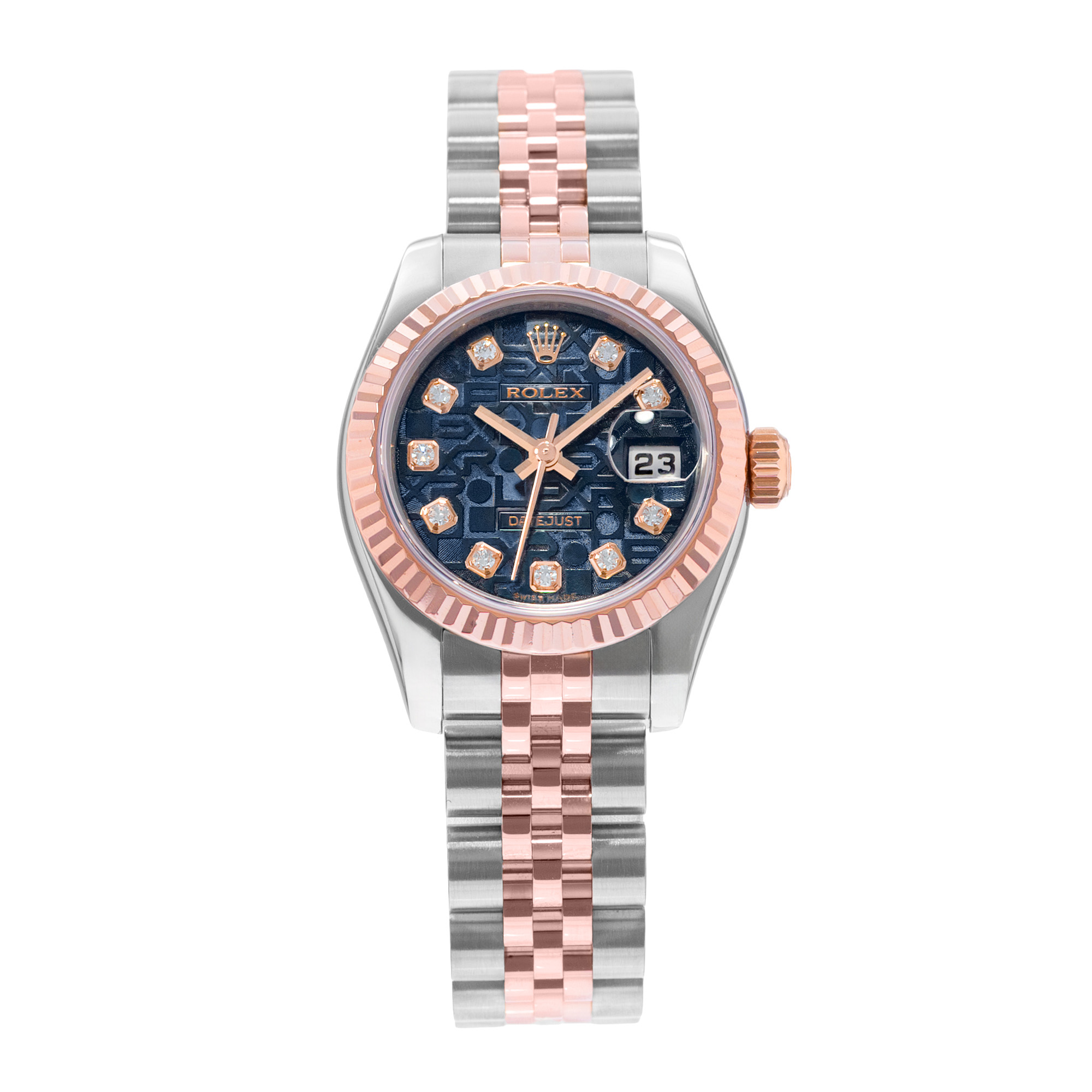 Rolex Datejust 26 179171 Blue Diamond Jubilee Steel Gold Ladies Watch 2005 thumbnail 2