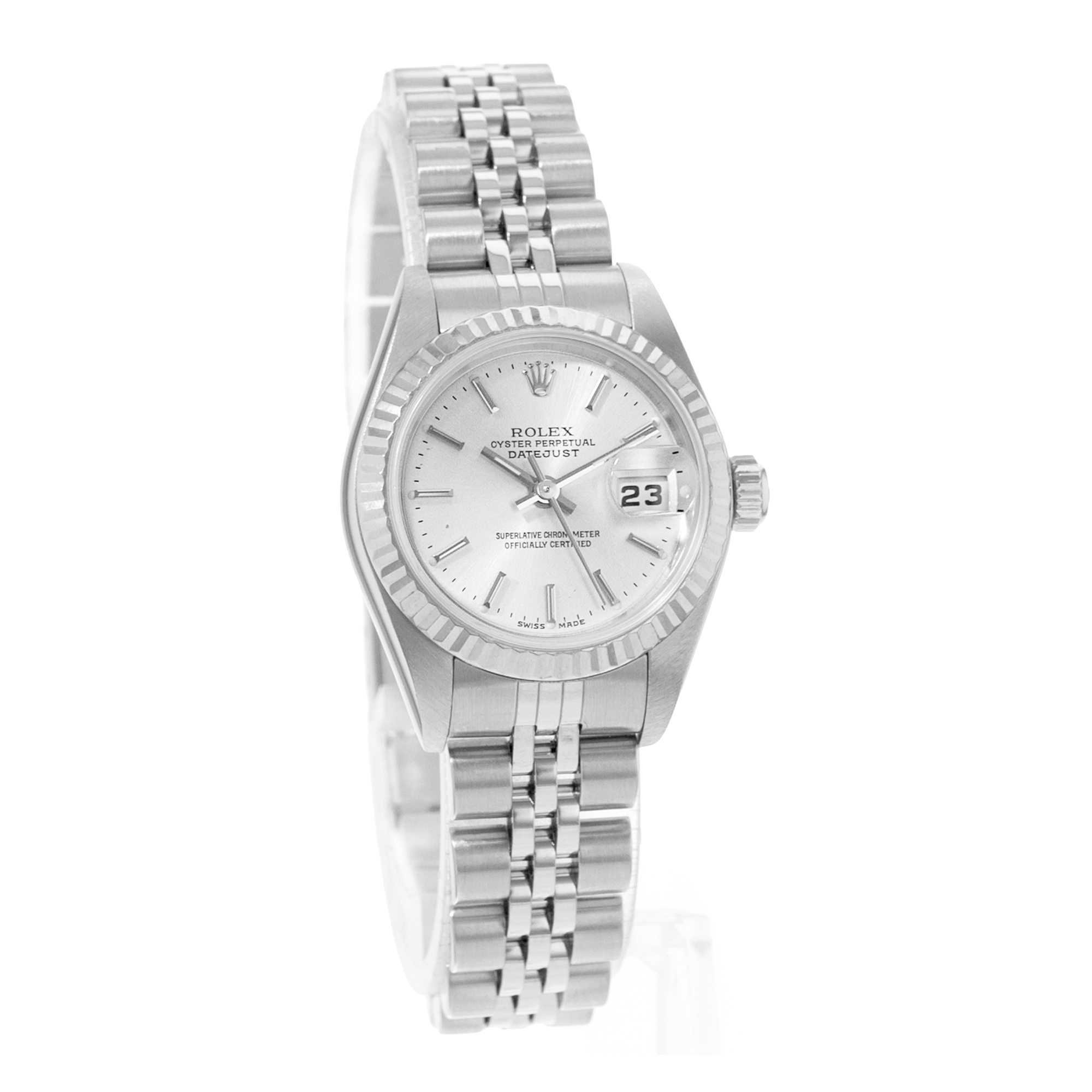 Rolex Datejust 26 79174 Silver Index Fluted Steel White Gold Ladies Watch 2004 thumbnail 7