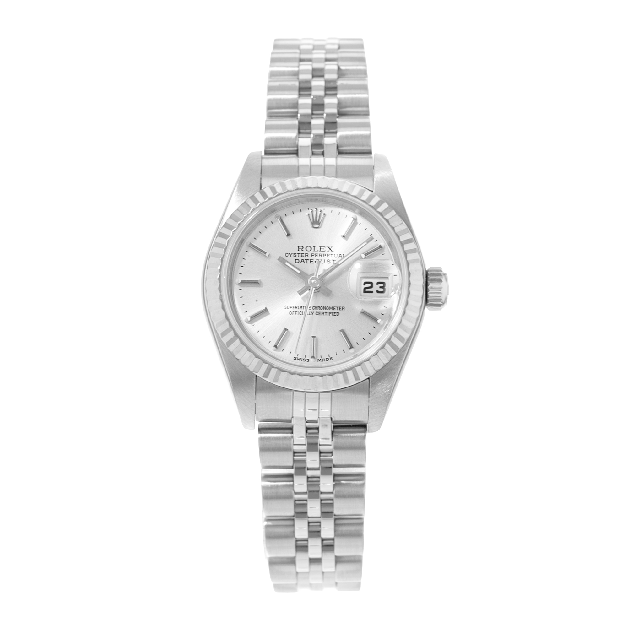 Rolex Datejust 26 79174 Silver Index Fluted Steel White Gold Ladies Watch 2004 thumbnail 2