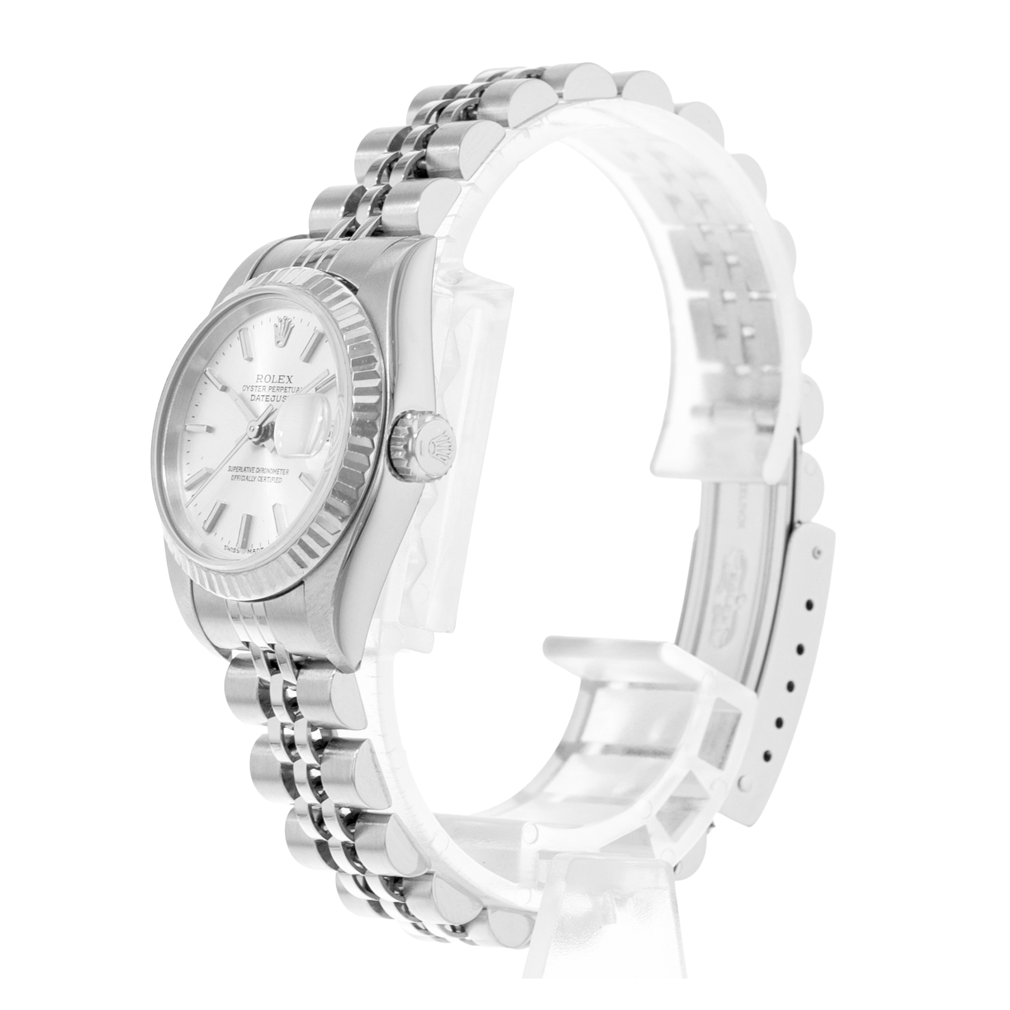 Rolex Datejust 26 79174 Silver Index Fluted Steel White Gold Ladies Watch 2004 thumbnail 5