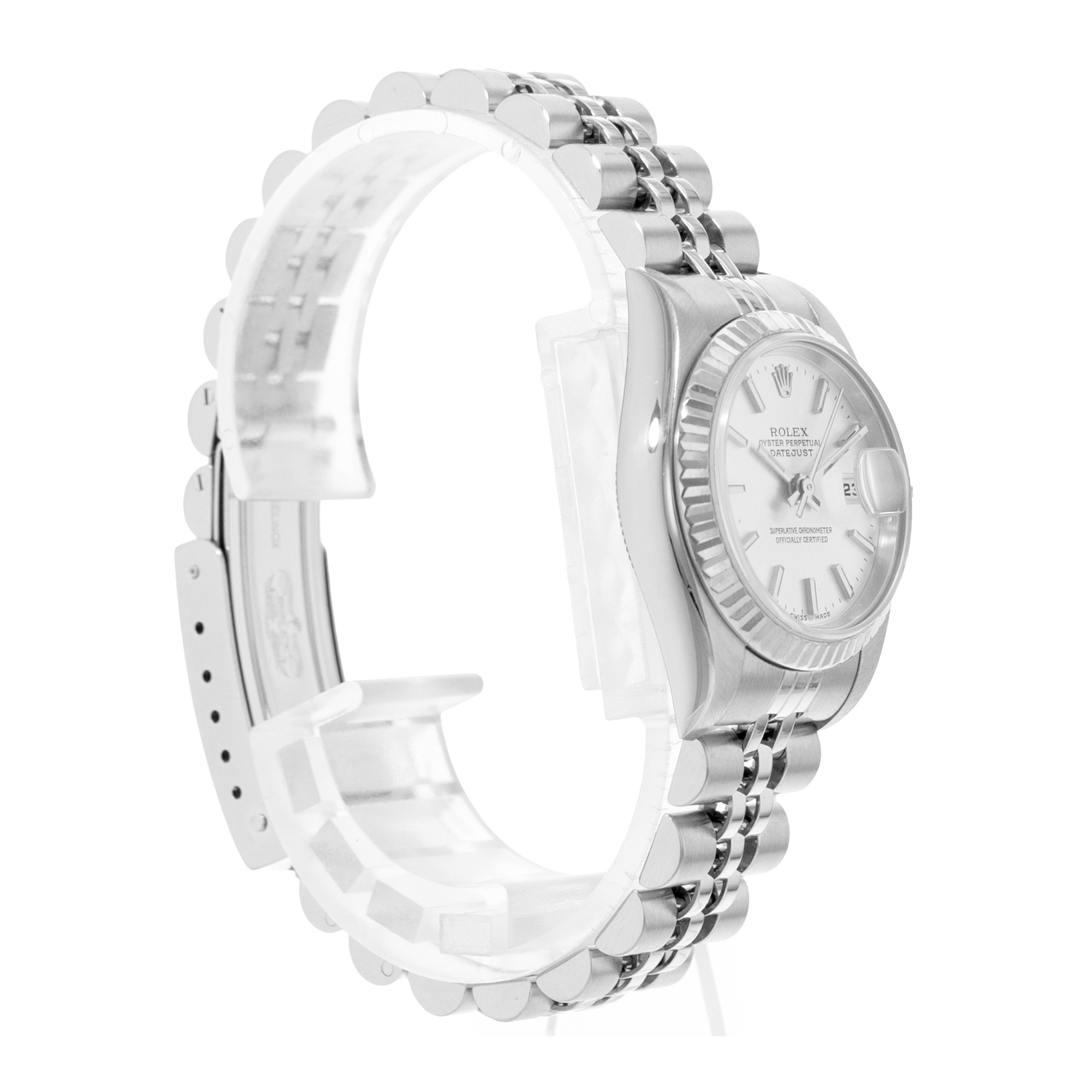 Rolex Datejust 26 79174 Silver Index Fluted Steel White Gold Ladies Watch 2004 thumbnail 6