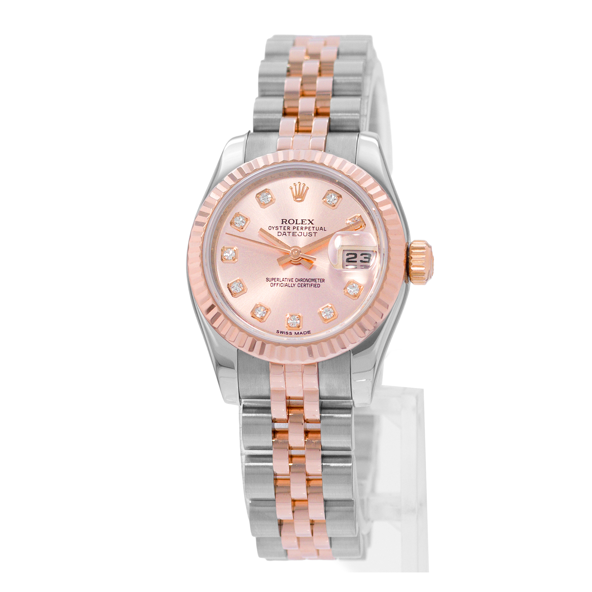 Rolex Datejust 26 179171 Pink Diamond Steel Rose Gold Jubilee Ladies Watch 2015 thumbnail 4