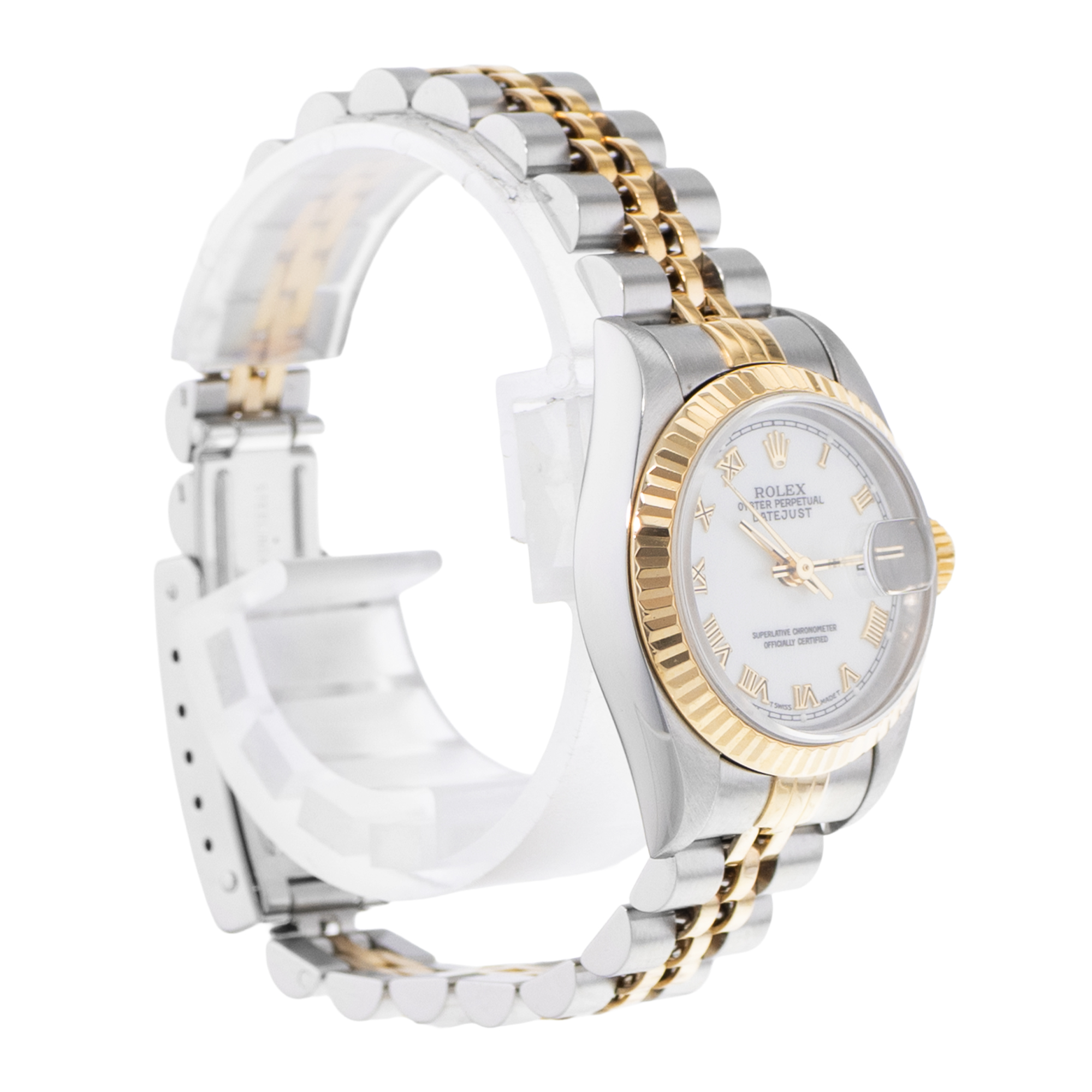Rolex Datejust 26 69173 White Roman Steel Yellow Gold Jubilee Ladies Watch 1996 thumbnail 5