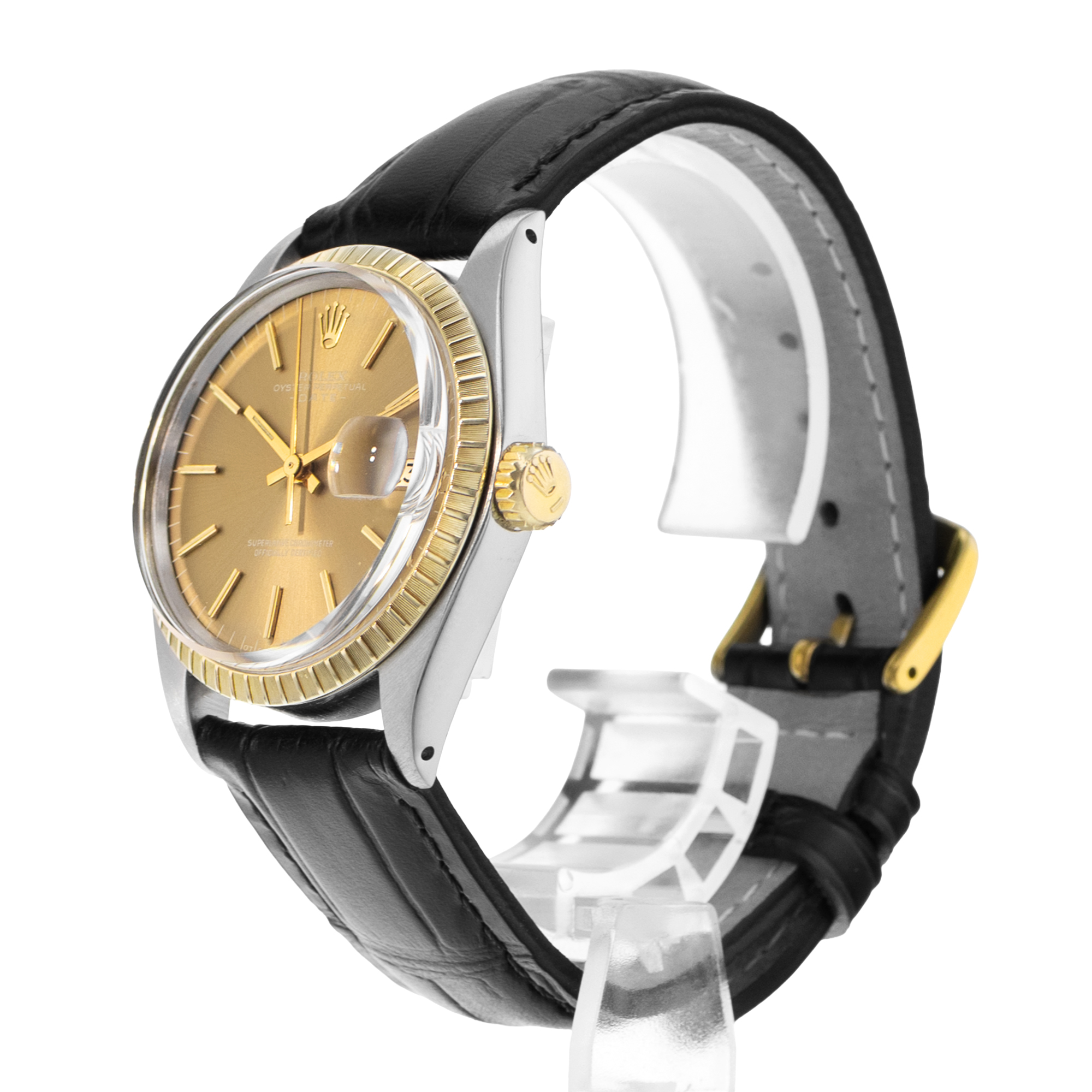 Rolex Oyster Perpetual Date 34 1505 Champagne Steel Yellow Gold Mens Watch 1972 thumbnail 4