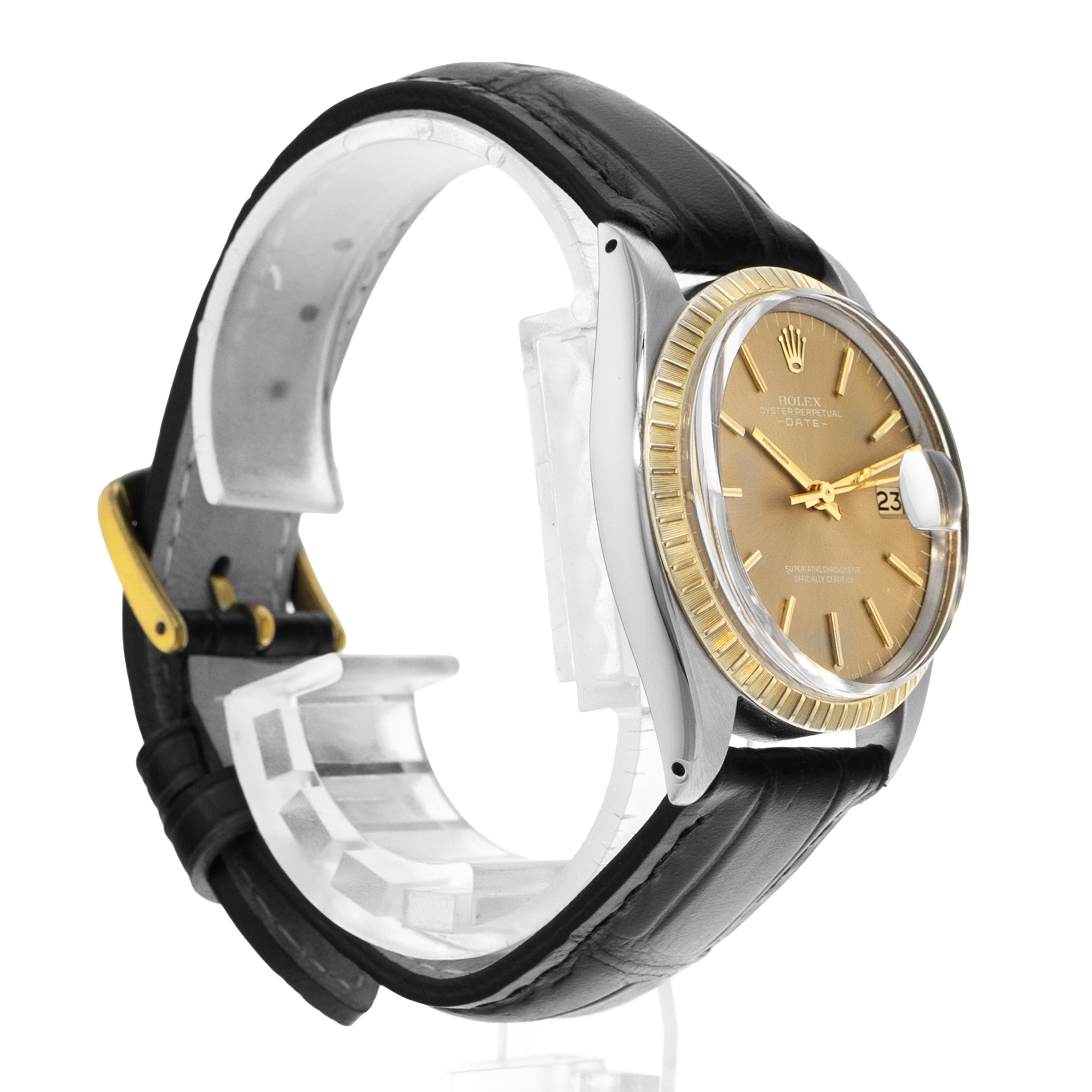 Rolex Oyster Perpetual Date 34 1505 Champagne Steel Yellow Gold Mens Watch 1972 thumbnail 5