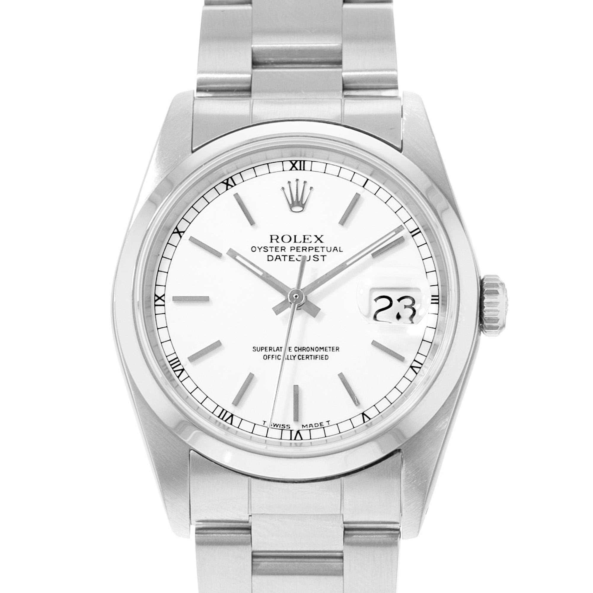 Rolex Datejust 36 16200 White Index Steel Oyster Automatic Mens Watch 1989 thumbnail 1