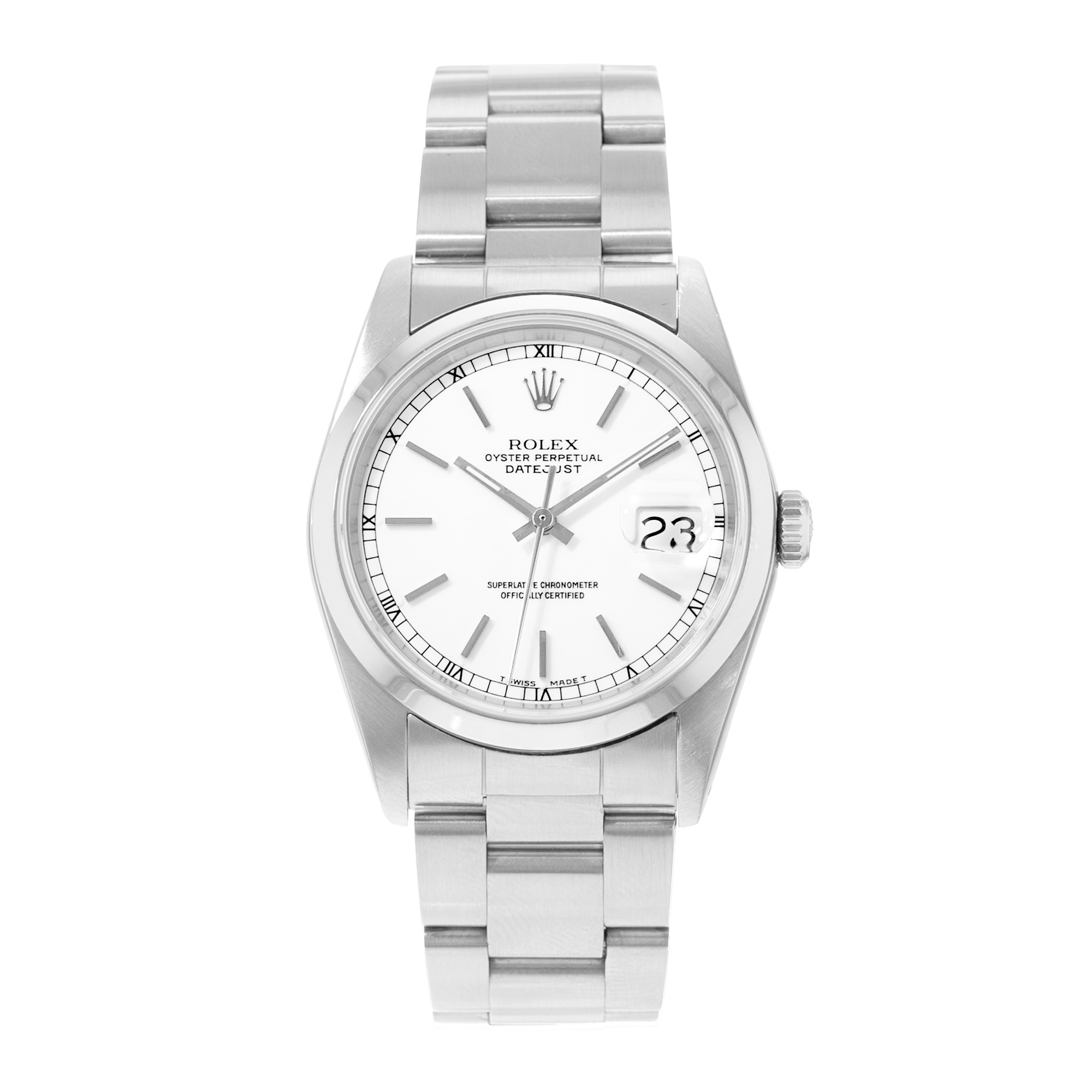 Rolex Datejust 36 16200 White Index Steel Oyster Automatic Mens Watch 1989 thumbnail 2