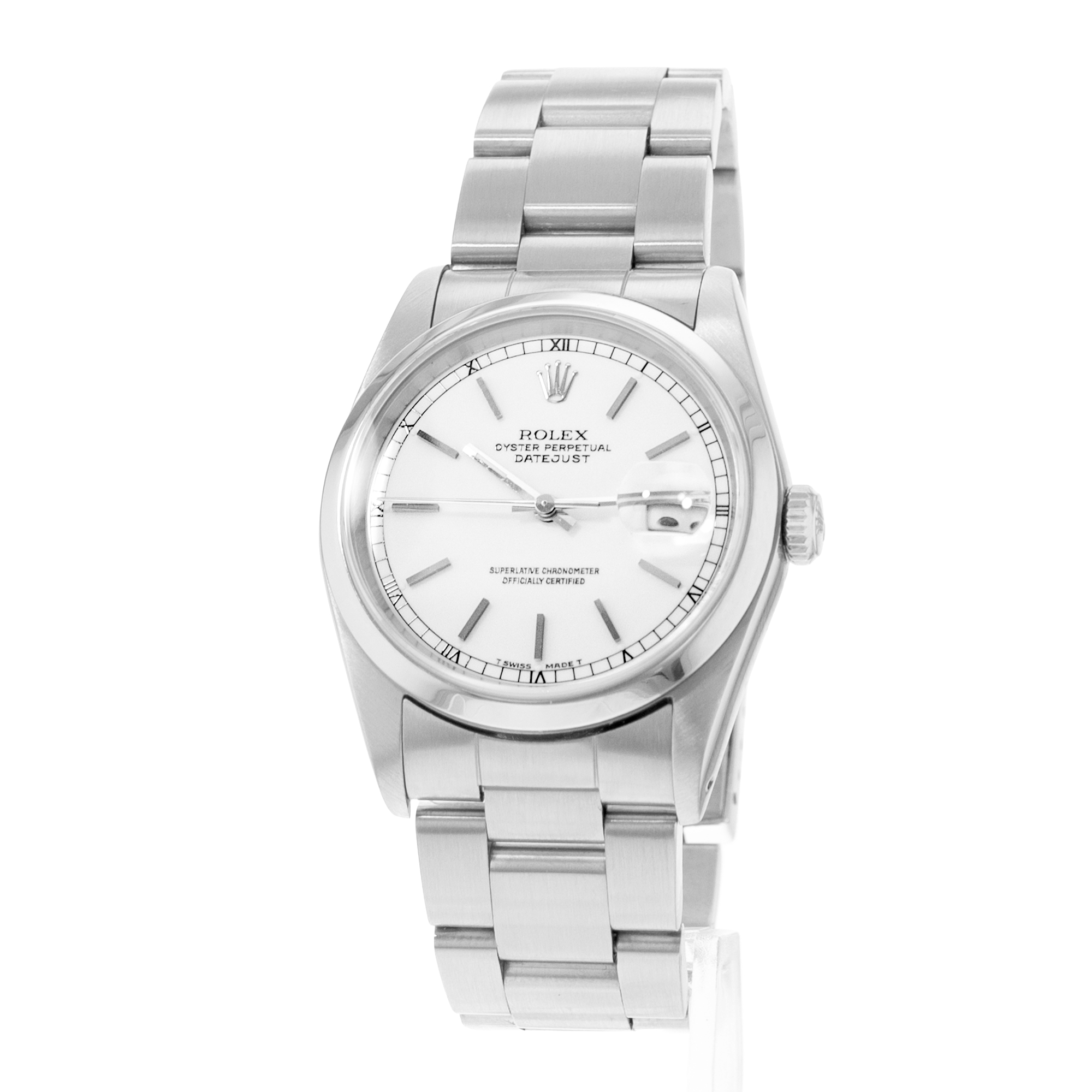 Rolex Datejust 36 16200 White Index Steel Oyster Automatic Mens Watch 1989 thumbnail 3