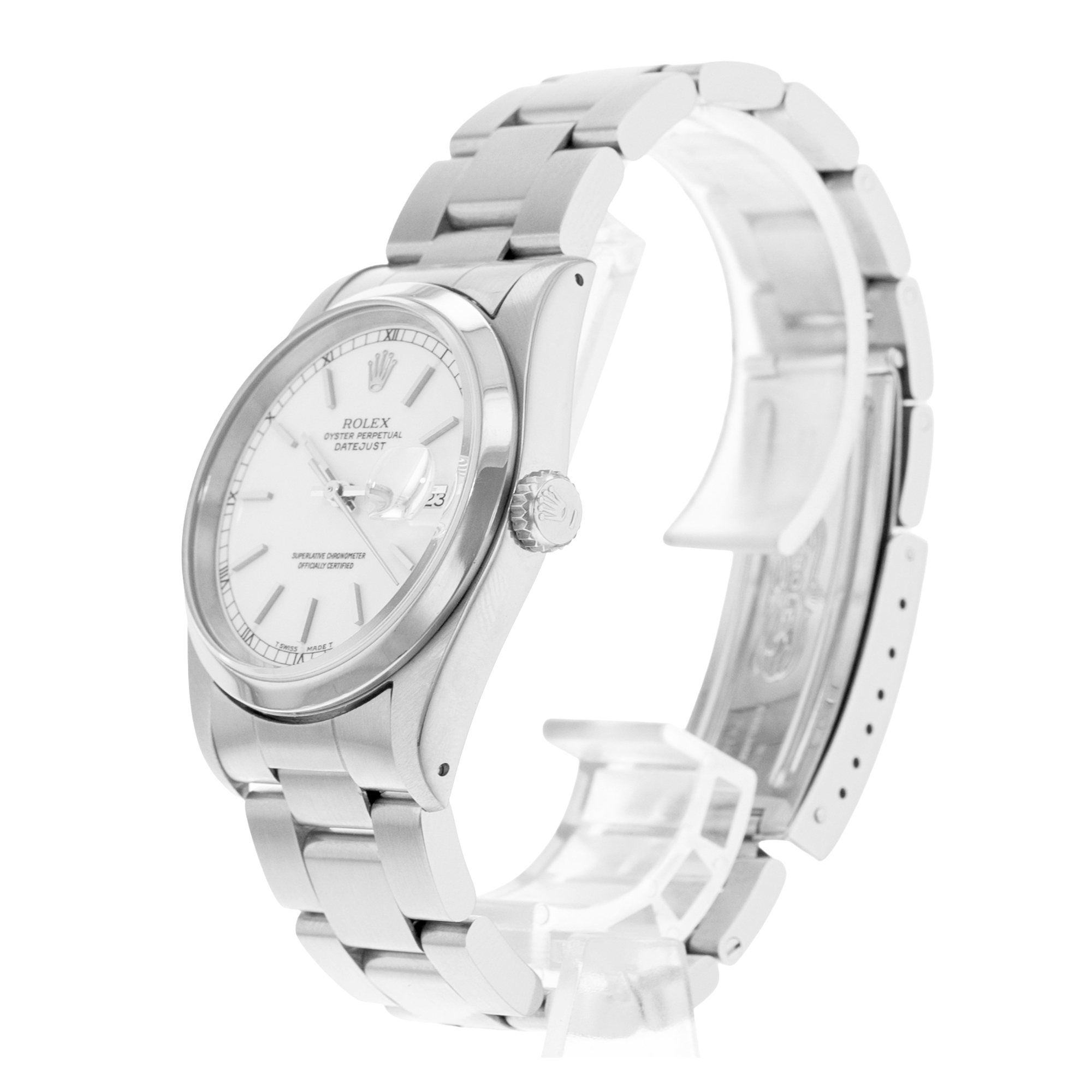 Rolex Datejust 36 16200 White Index Steel Oyster Automatic Mens Watch 1989 thumbnail 4
