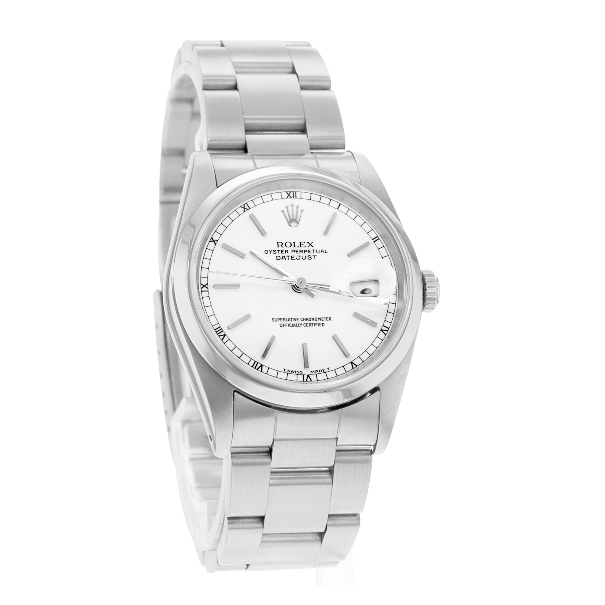 Rolex Datejust 36 16200 White Index Steel Oyster Automatic Mens Watch 1989 thumbnail 6