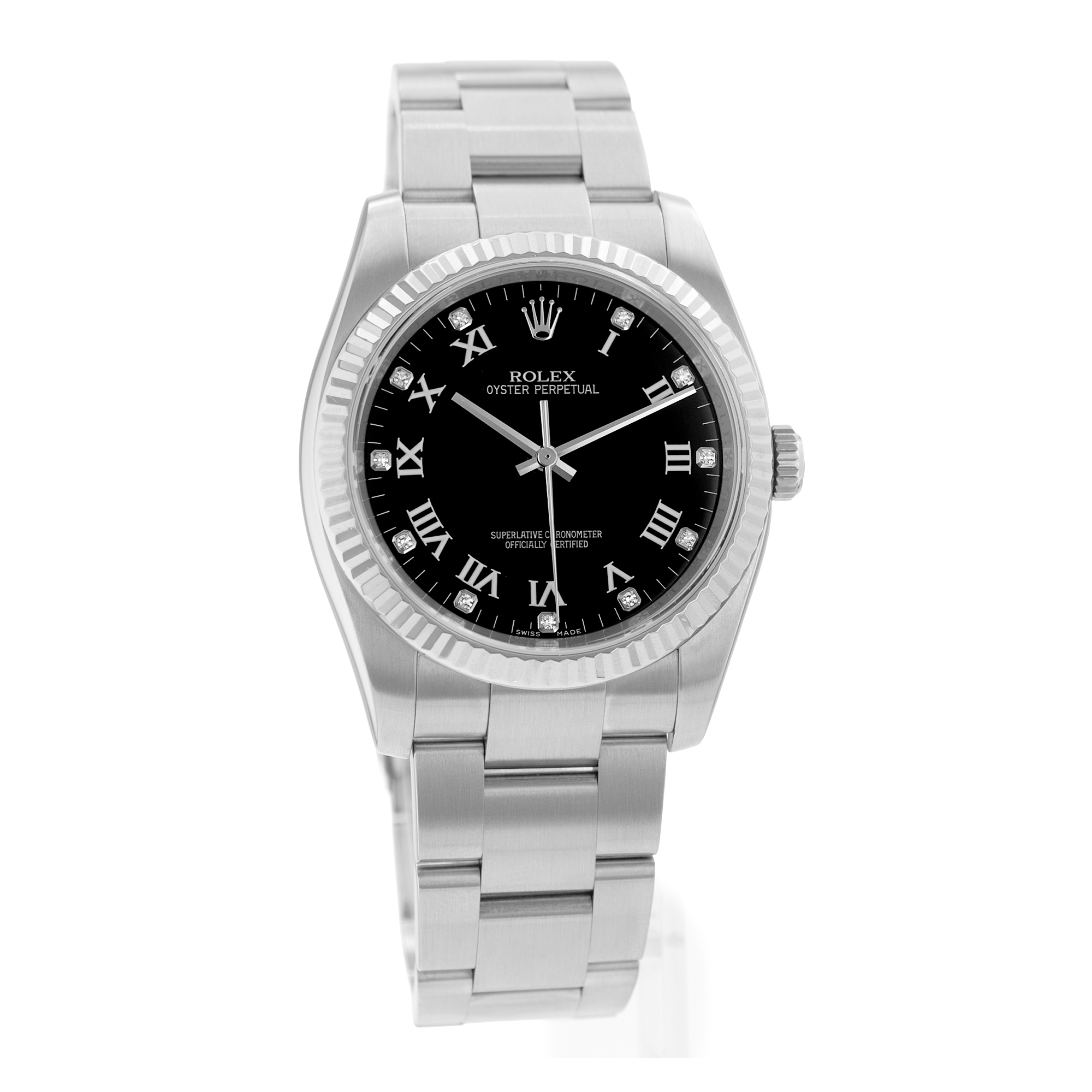 Rolex Oyster Perpetual 36 116034 Black Roman Diamond Steel Gold Mens Watch 2009 thumbnail 7
