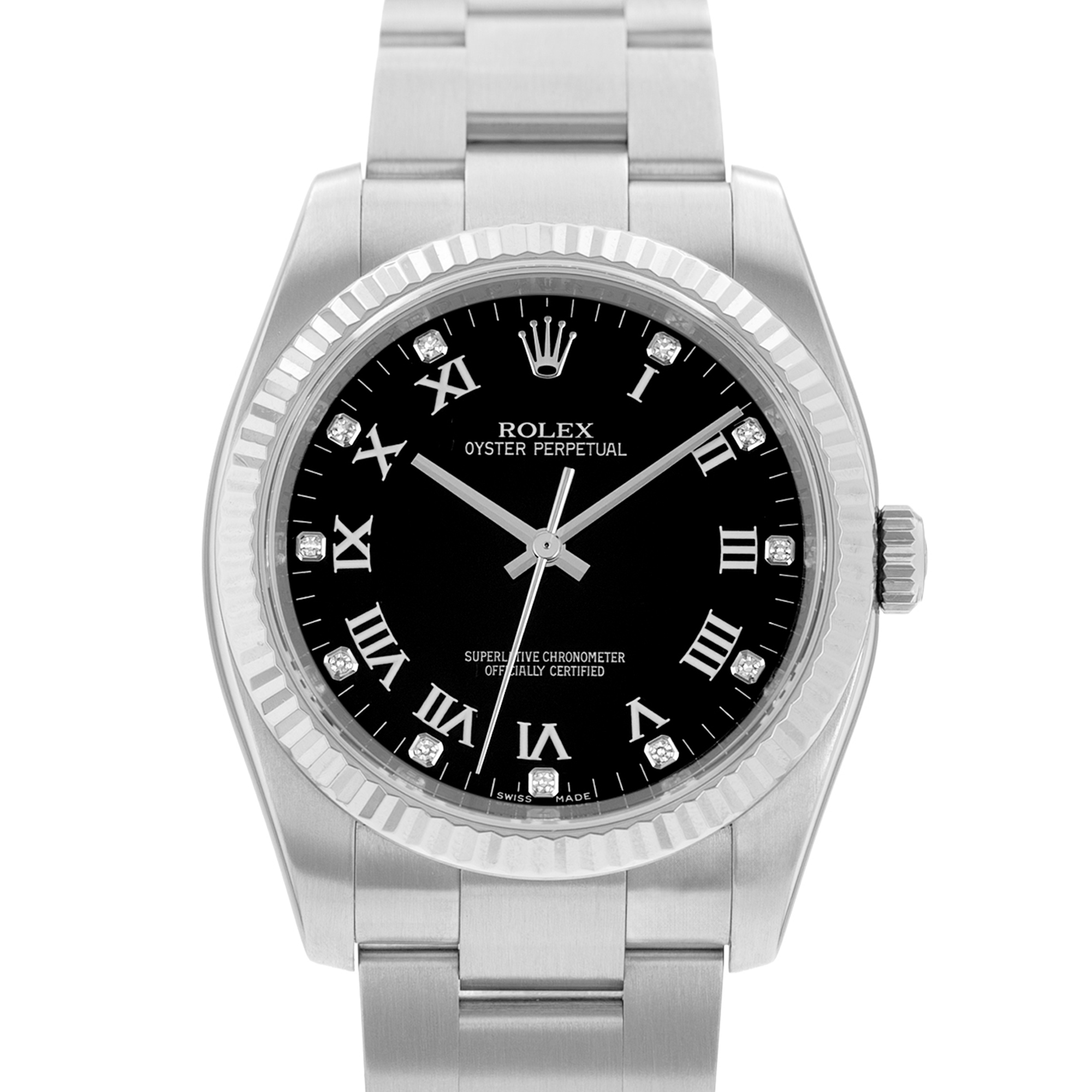 Rolex Oyster Perpetual 36 116034 Black Roman Diamond Steel Gold Mens Watch 2009 thumbnail 1