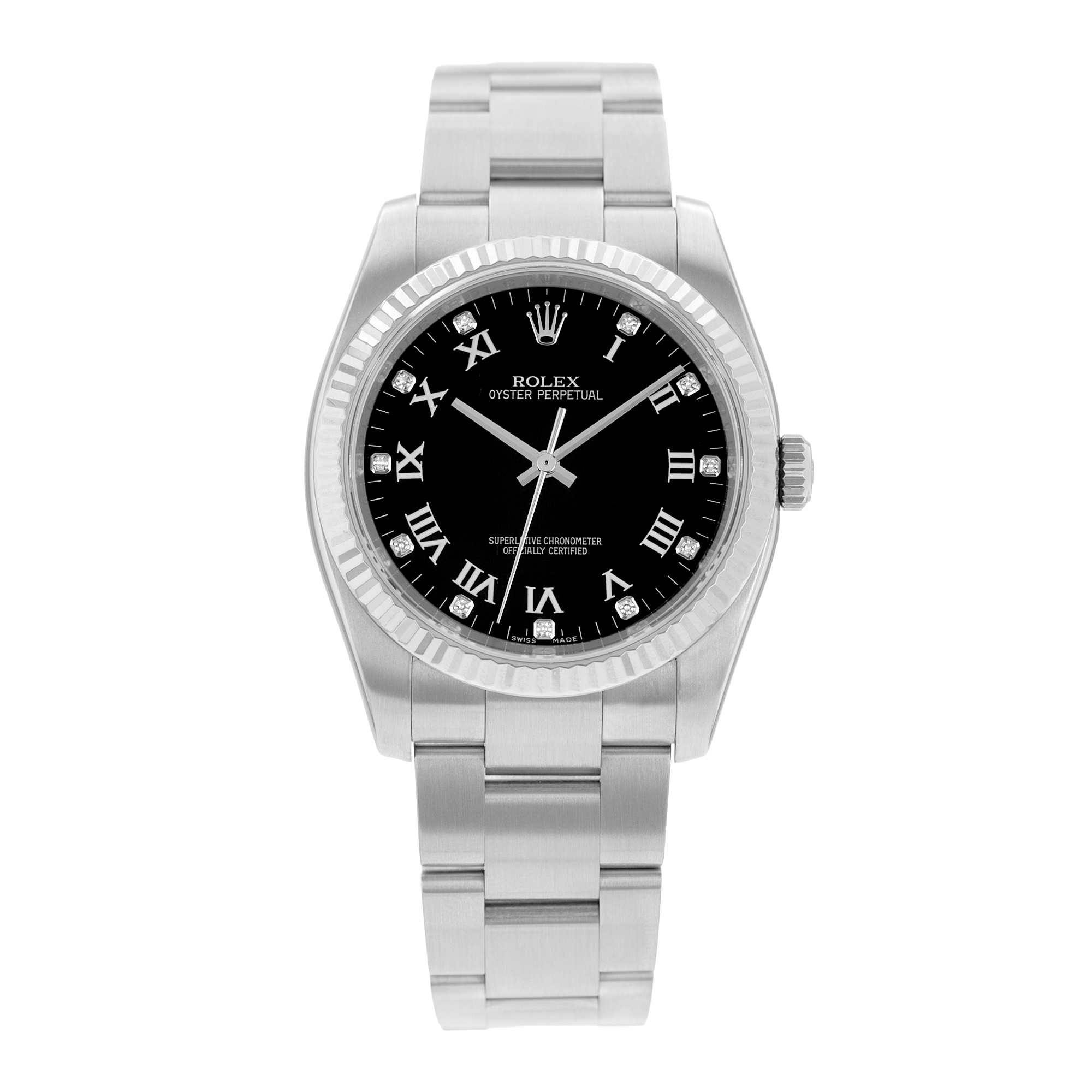Rolex Oyster Perpetual 36 116034 Black Roman Diamond Steel Gold Mens Watch 2009 thumbnail 2