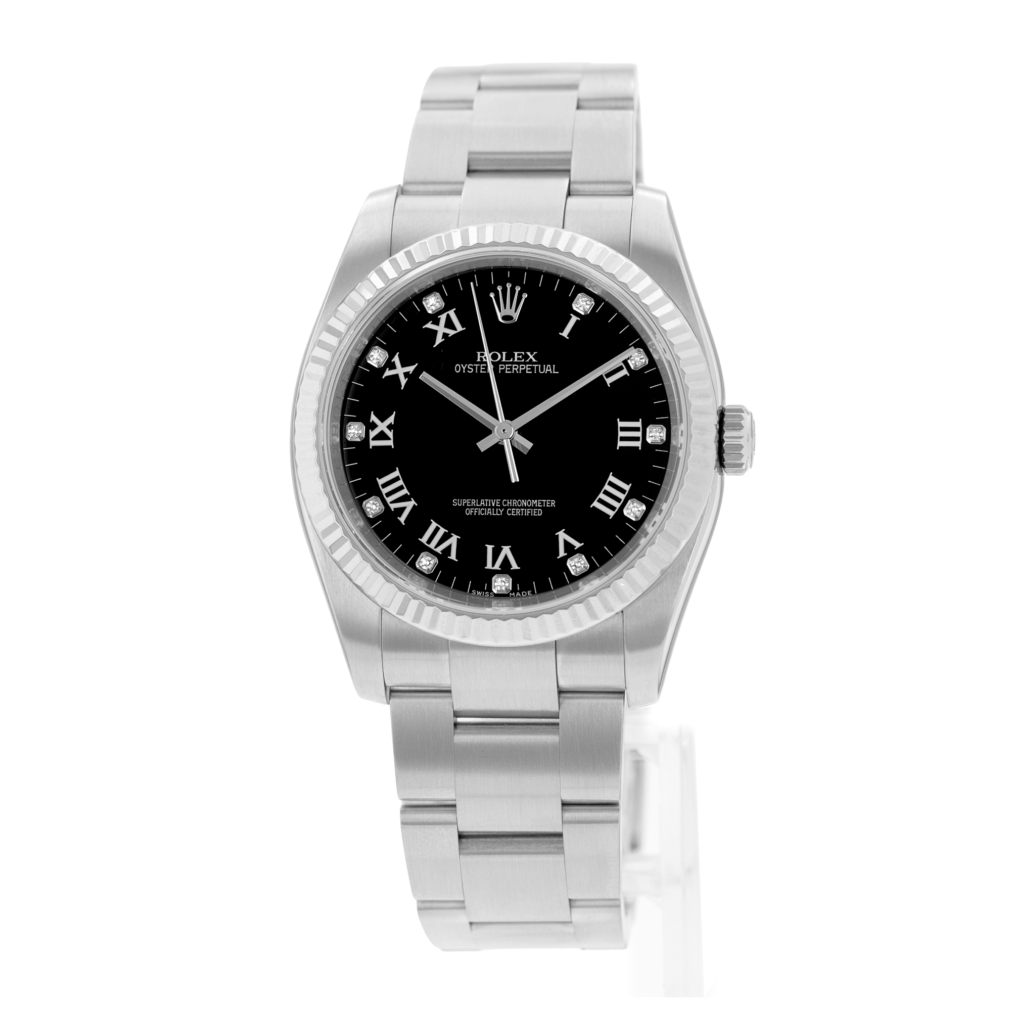 Rolex Oyster Perpetual 36 116034 Black Roman Diamond Steel Gold Mens Watch 2009 thumbnail 4