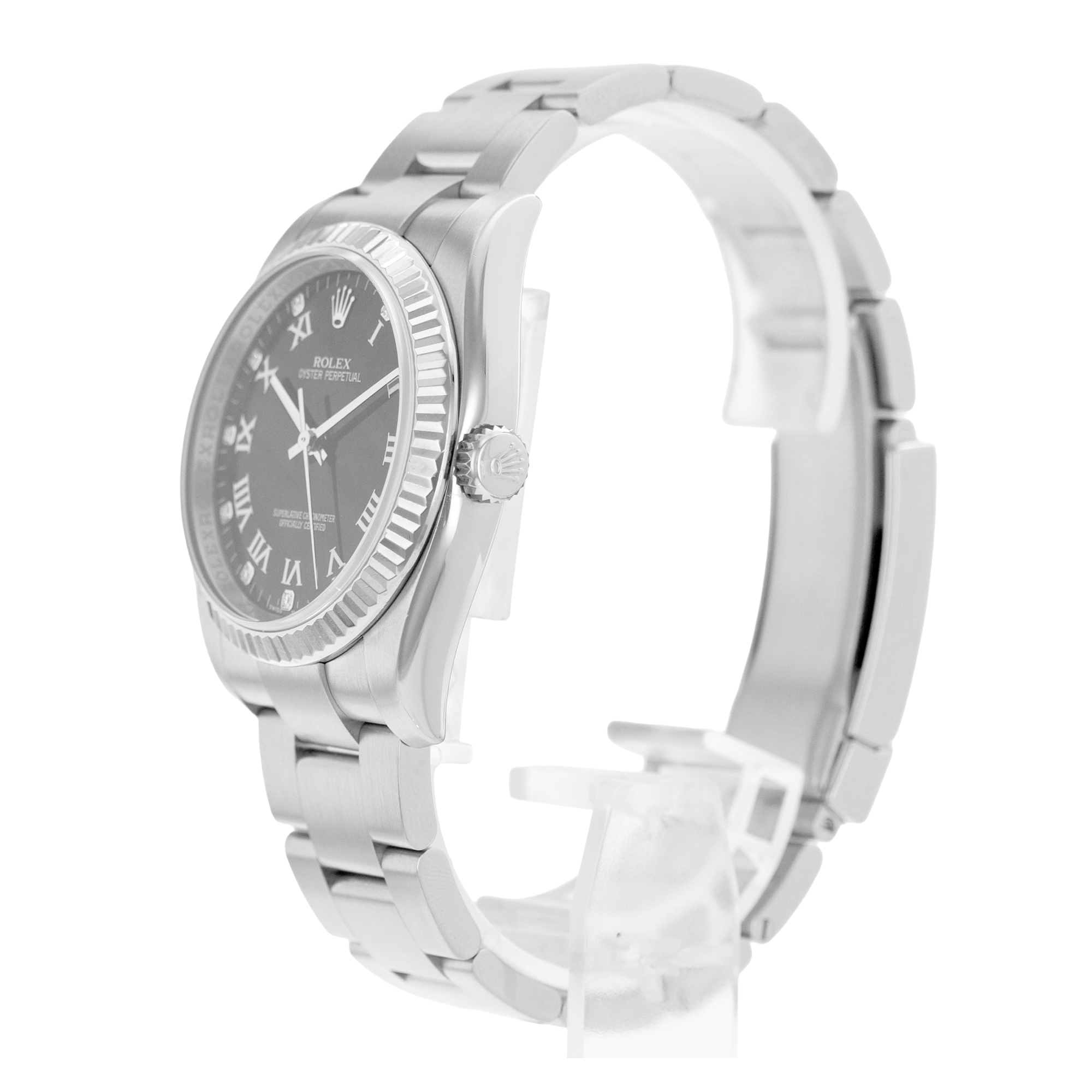 Rolex Oyster Perpetual 36 116034 Black Roman Diamond Steel Gold Mens Watch 2009 thumbnail 5