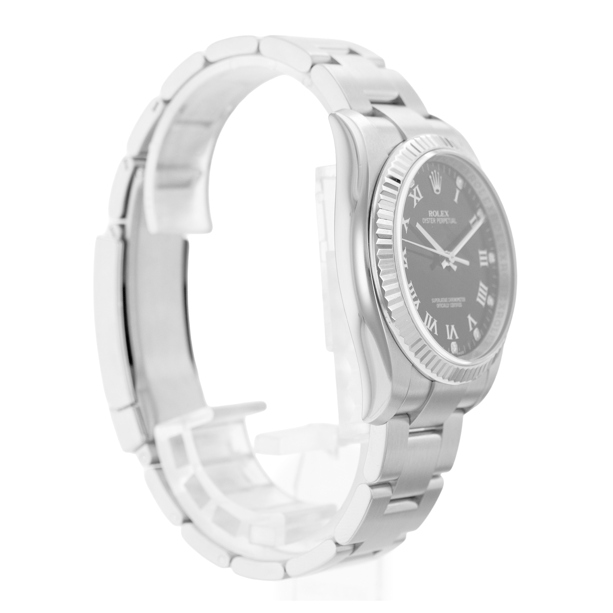 Rolex Oyster Perpetual 36 116034 Black Roman Diamond Steel Gold Mens Watch 2009 thumbnail 6