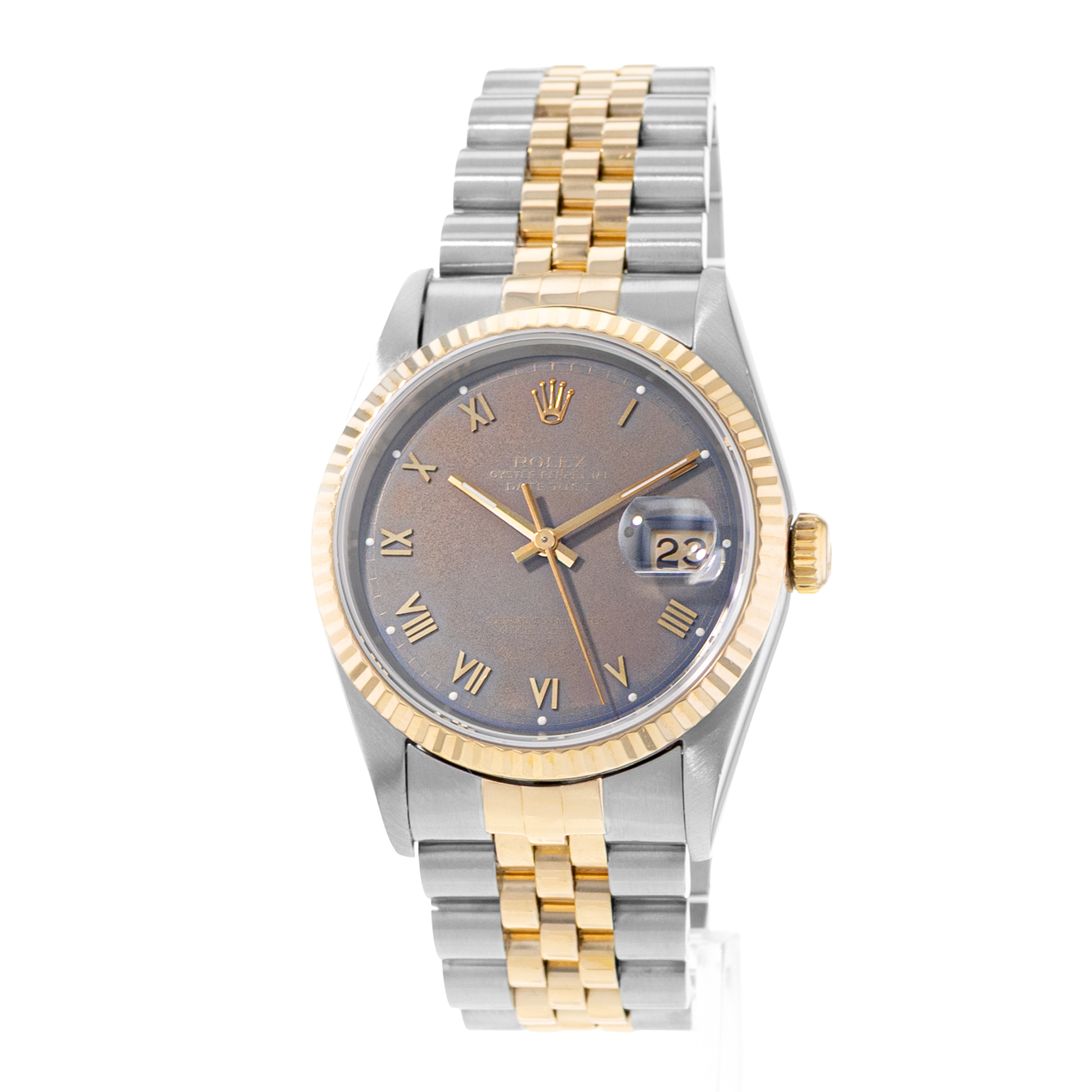 Rolex Datejust 36 16233 Grey Patina Index Steel Yellow Gold Mens Watch 1997 thumbnail 4