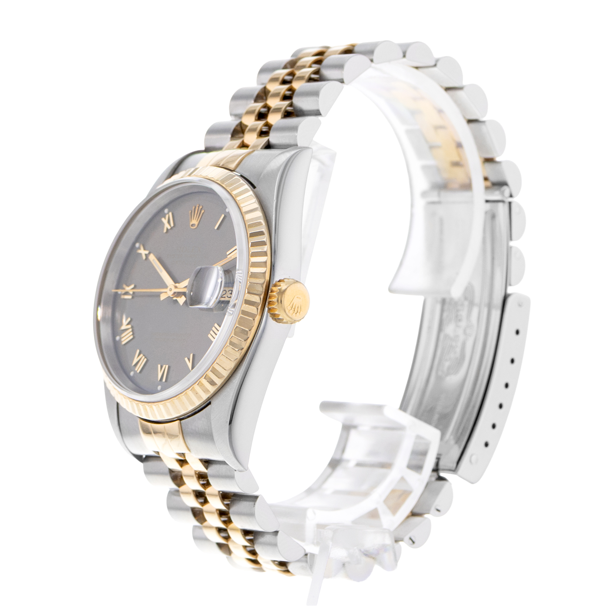 Rolex Datejust 36 16233 Grey Patina Index Steel Yellow Gold Mens Watch 1997 thumbnail 5