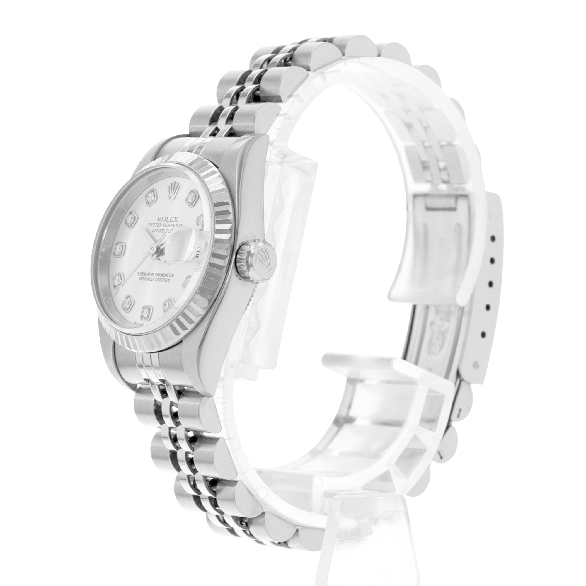 Rolex Datejust 26 79174 Silver Diamond Fluted Steel White Gold Ladies Watch 2000 thumbnail 4
