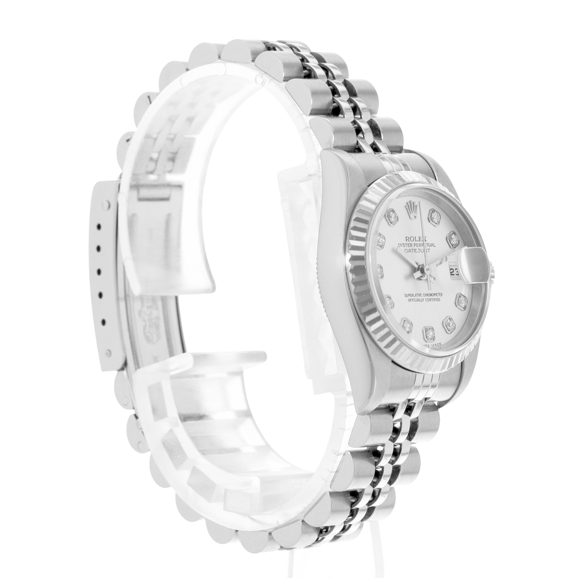 Rolex Datejust 26 79174 Silver Diamond Fluted Steel White Gold Ladies Watch 2000 thumbnail 5
