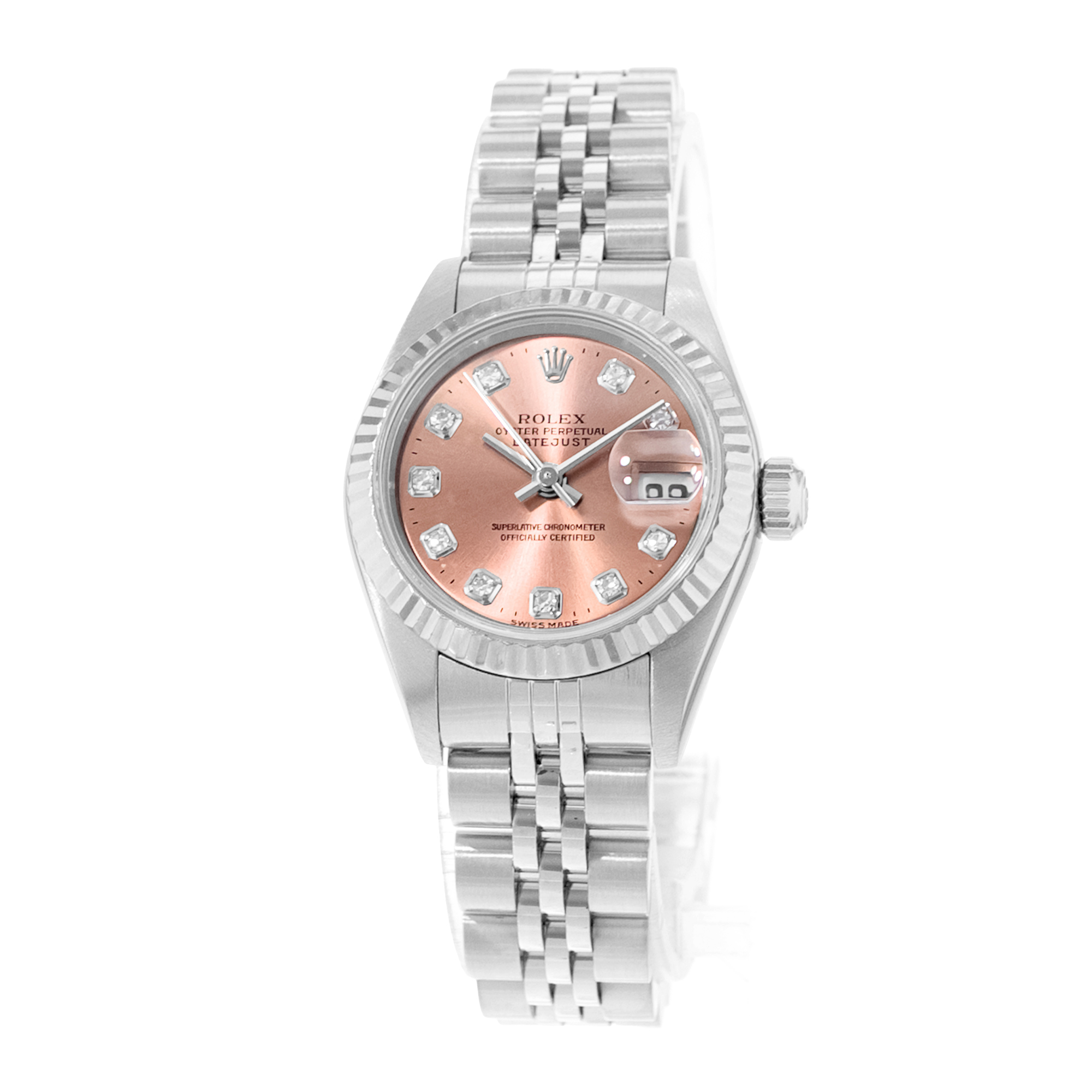 Rolex Datejust 26 79174 Pink Diamond Steel White Gold Jubilee Ladies Watch 2000 thumbnail 3