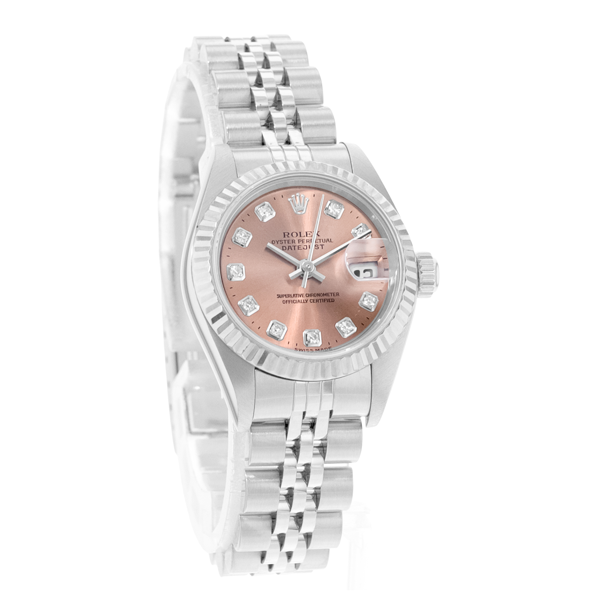 Rolex Datejust 26 79174 Pink Diamond Steel White Gold Jubilee Ladies Watch 2000 thumbnail 6