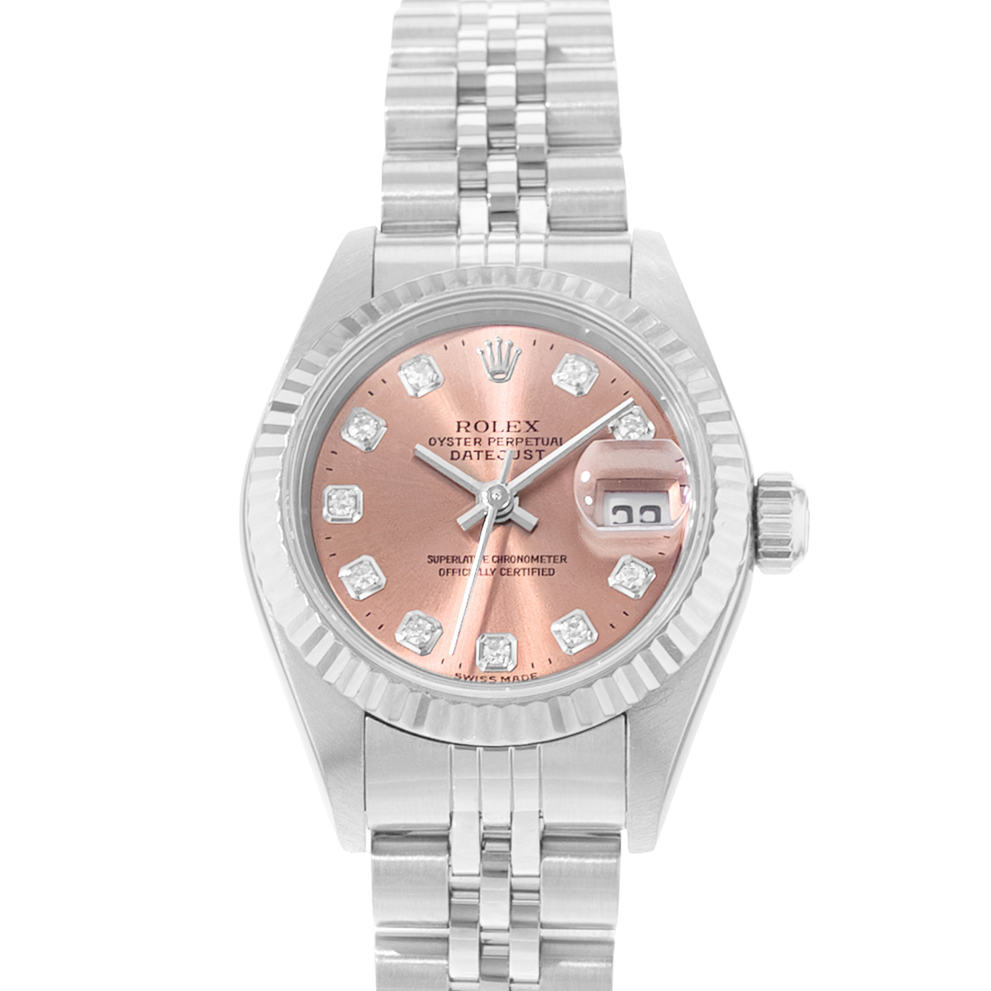 Rolex Datejust 26 79174 Pink Diamond Steel White Gold Jubilee Ladies Watch 2000 thumbnail 1