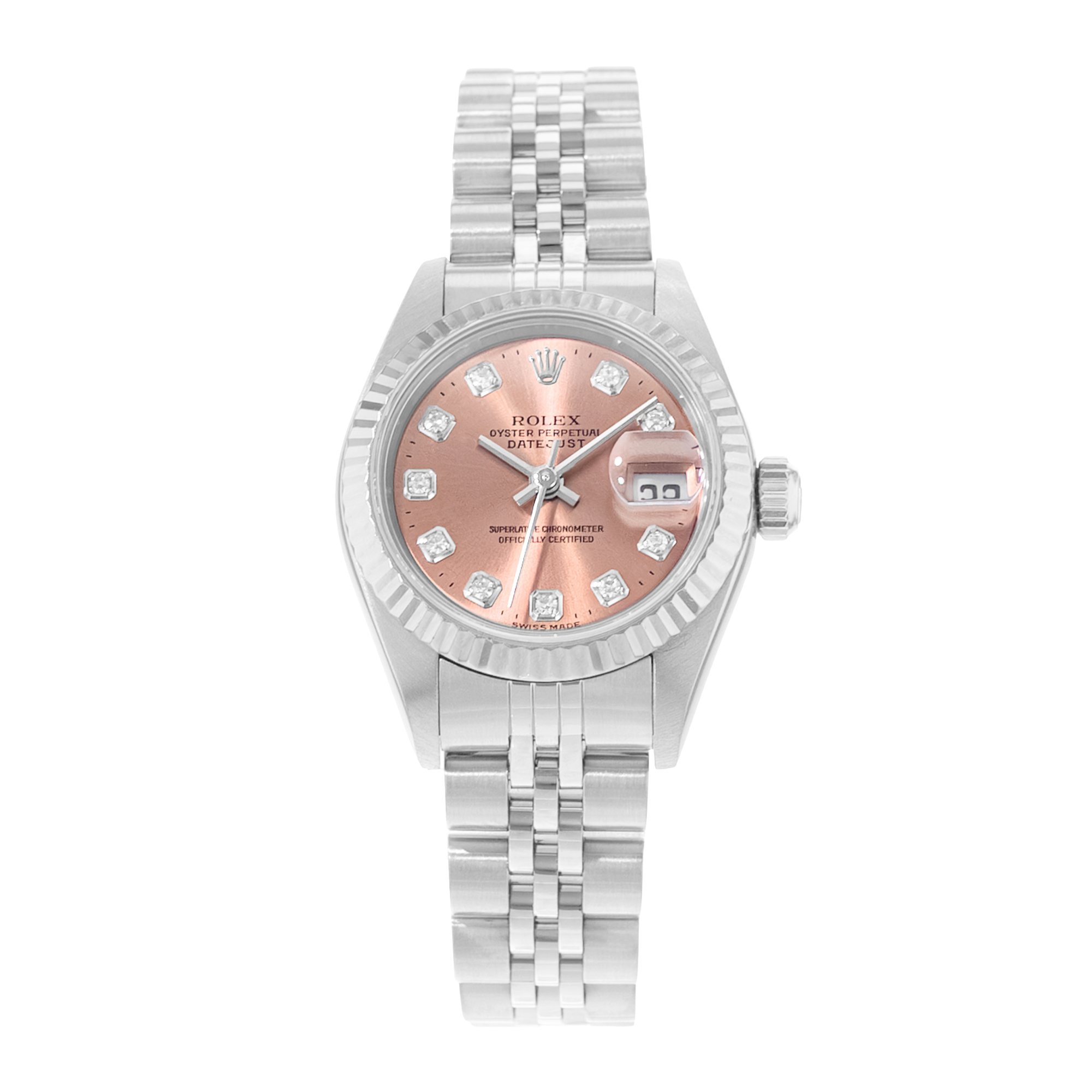 Rolex Datejust 26 79174 Pink Diamond Steel White Gold Jubilee Ladies Watch 2000 thumbnail 2