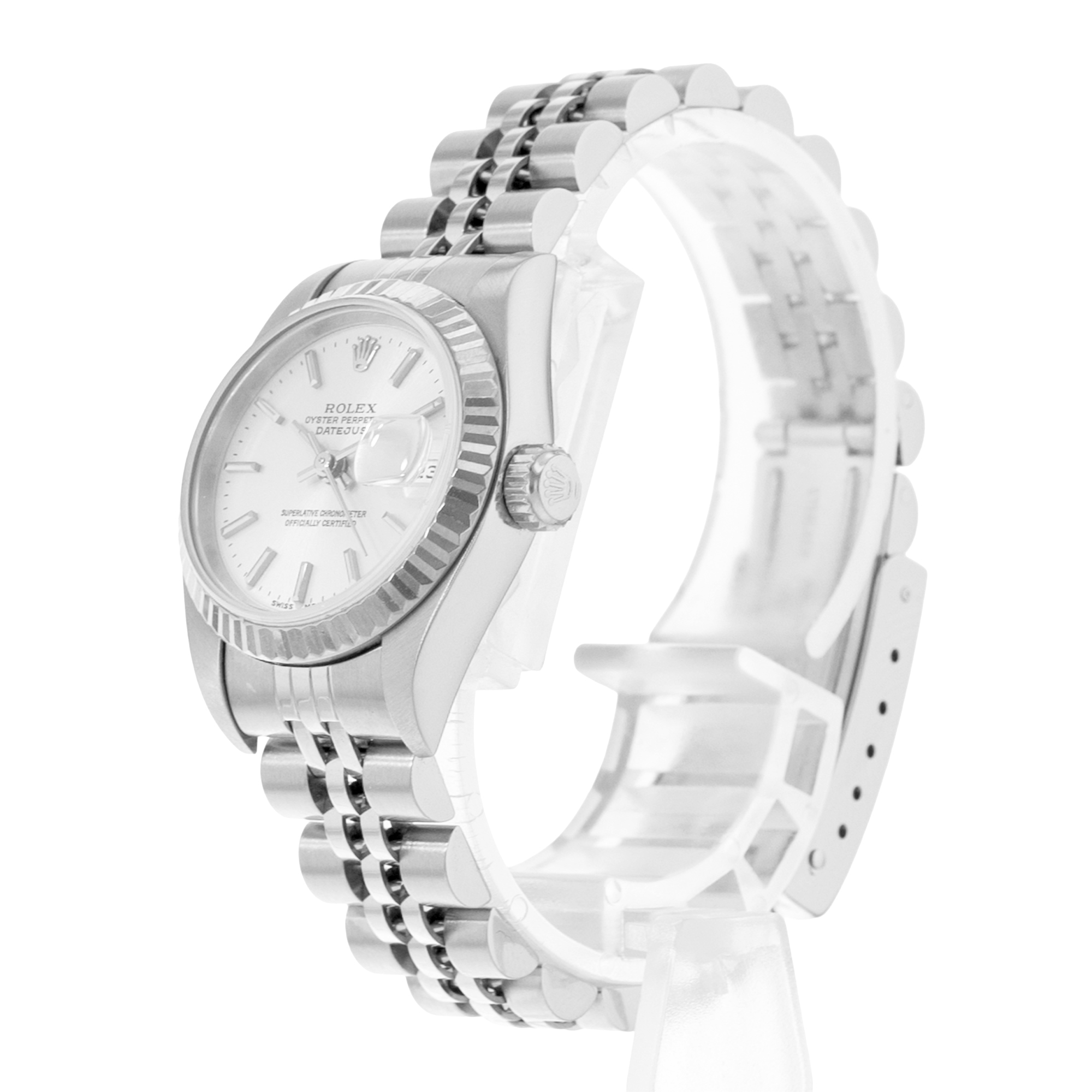 Rolex Datejust 26 79174 Silver Index Fluted Steel White Gold Ladies Watch 2000 thumbnail 4