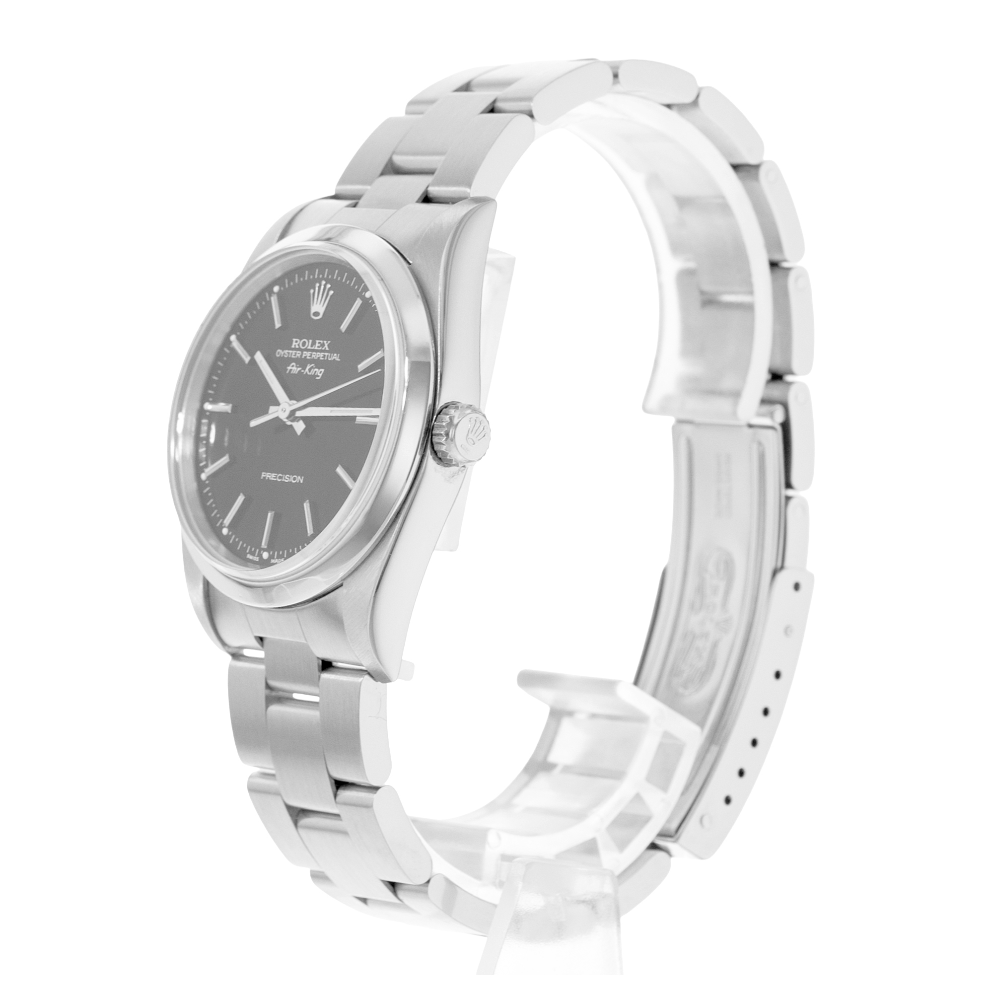 Rolex Air King 34 14000 Black Index Smooth Steel Oyster Mens Watch Papers 2000 thumbnail 5