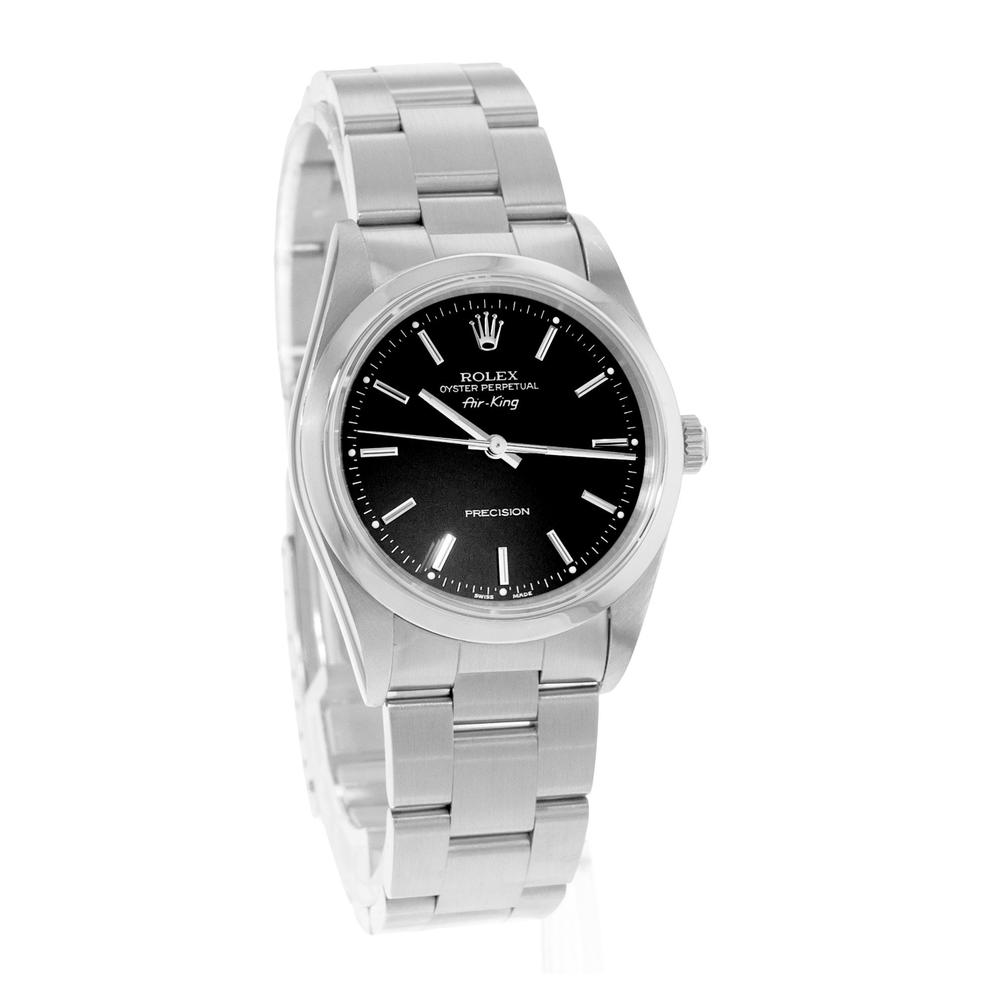 Rolex Air King 34 14000 Black Index Smooth Steel Oyster Mens Watch Papers 2000 thumbnail 7