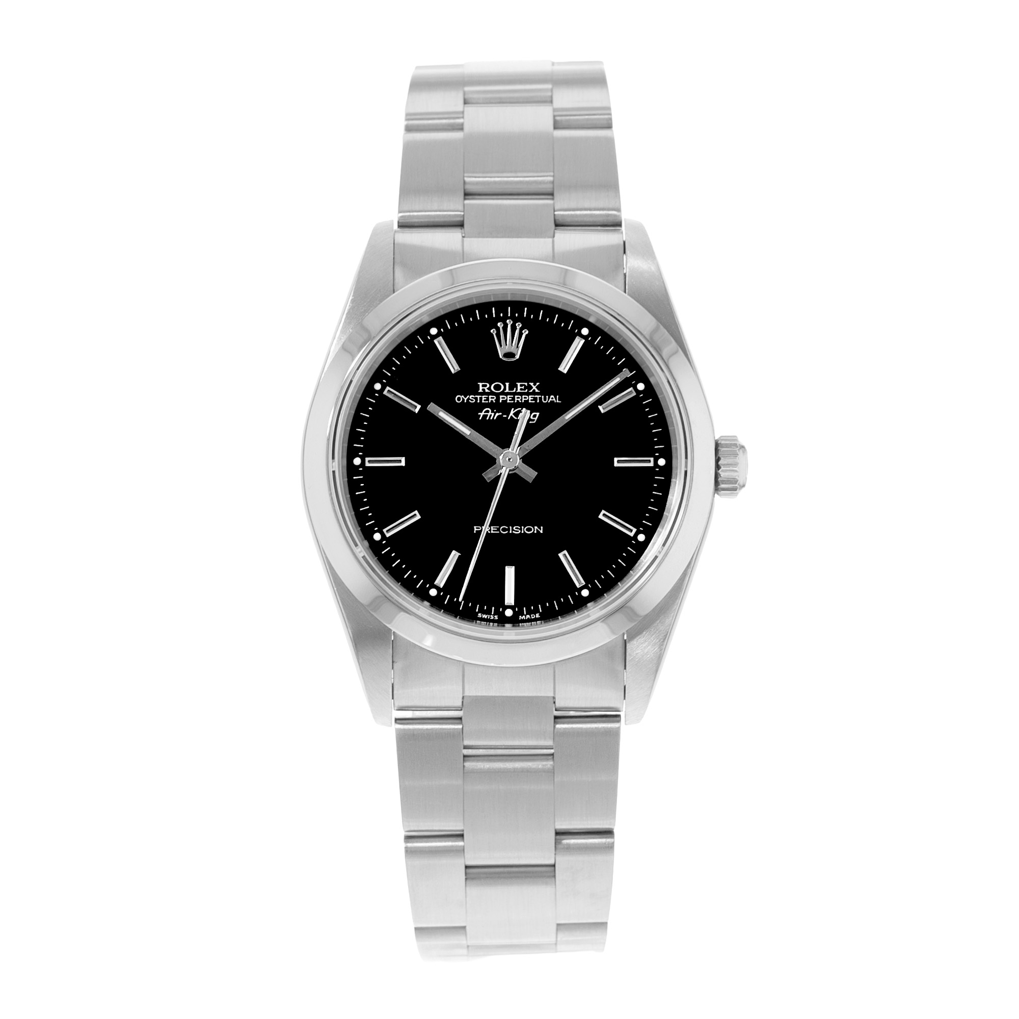 Rolex Air King 34 14000 Black Index Smooth Steel Oyster Mens Watch Papers 2000 thumbnail 2