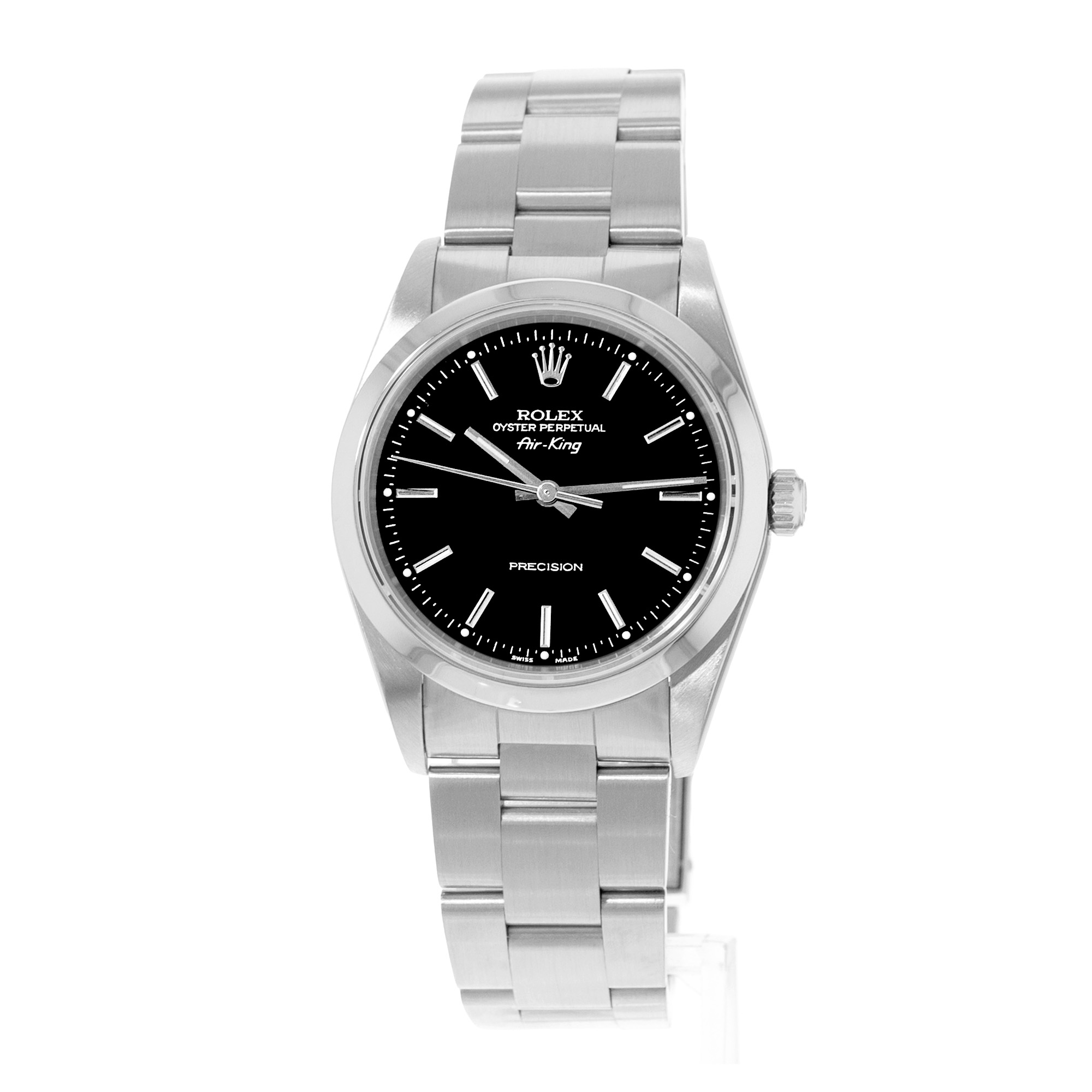 Rolex Air King 34 14000 Black Index Smooth Steel Oyster Mens Watch Papers 2000 thumbnail 4