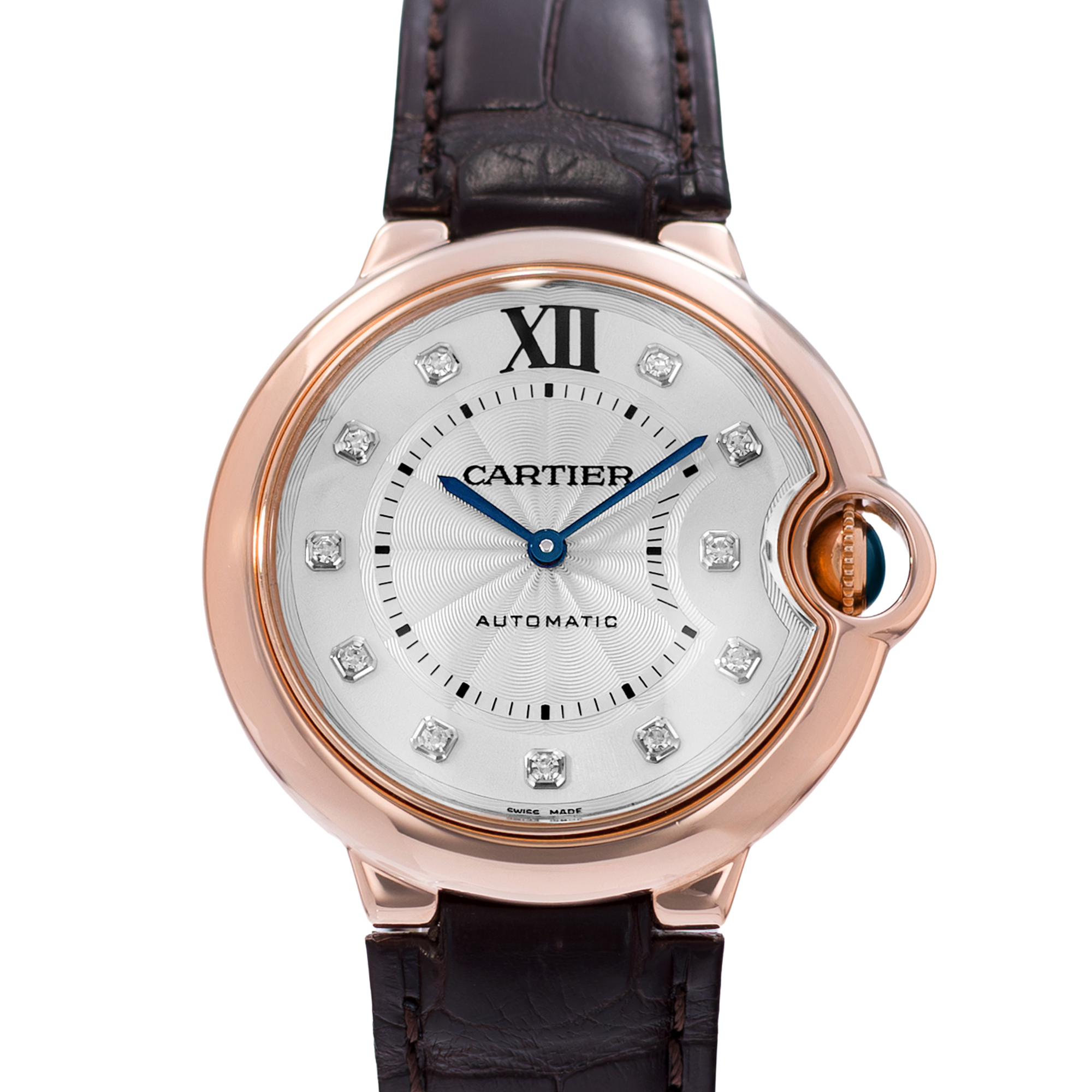 Cartier Ballon Bleu 36mm WE902028 3003 Silver Diamond Rose Gold Ladies Watch thumbnail 1