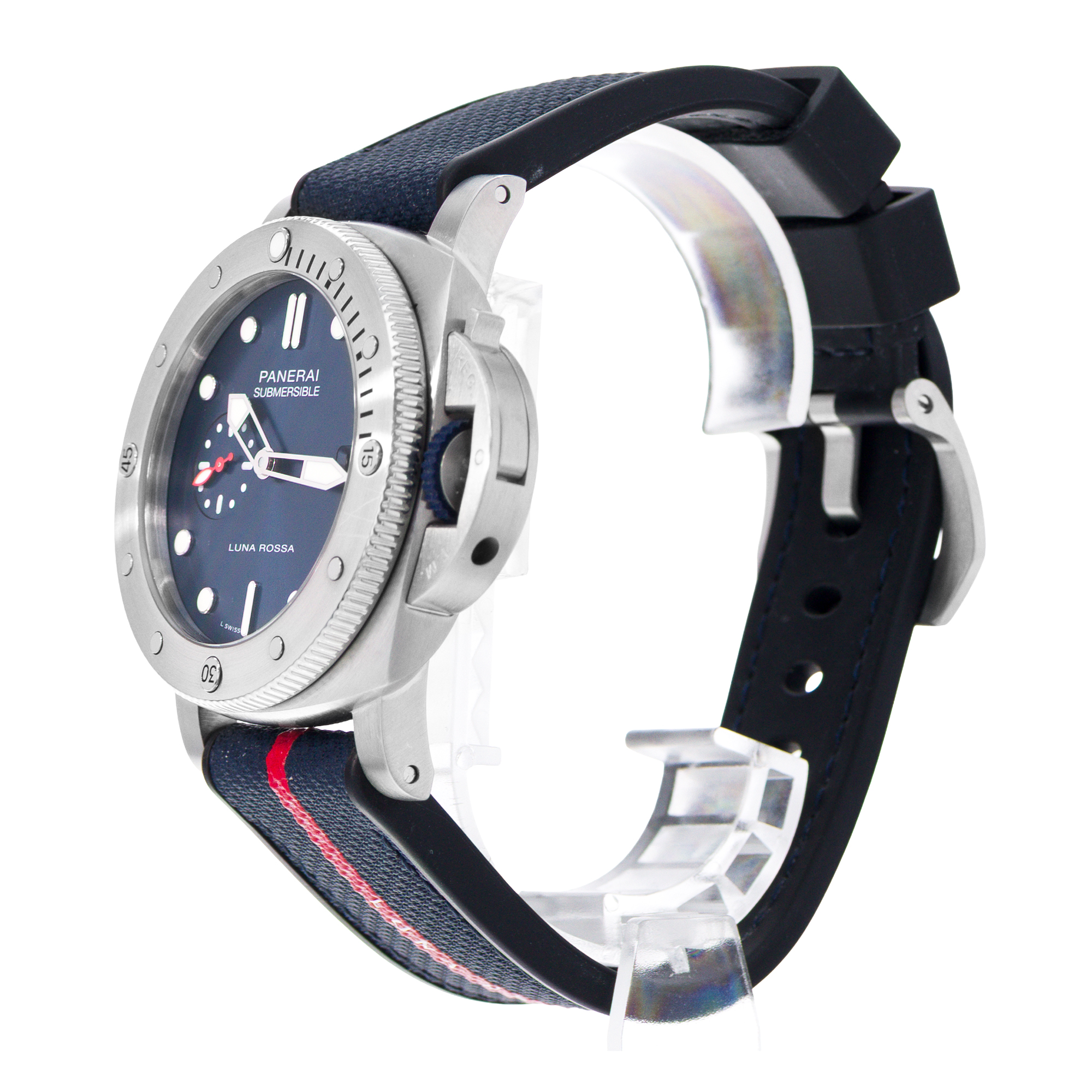 Panerai Submersible PAM 01391 44mm Blue Steel Luna Rossa Rubber Mens Watch thumbnail 4