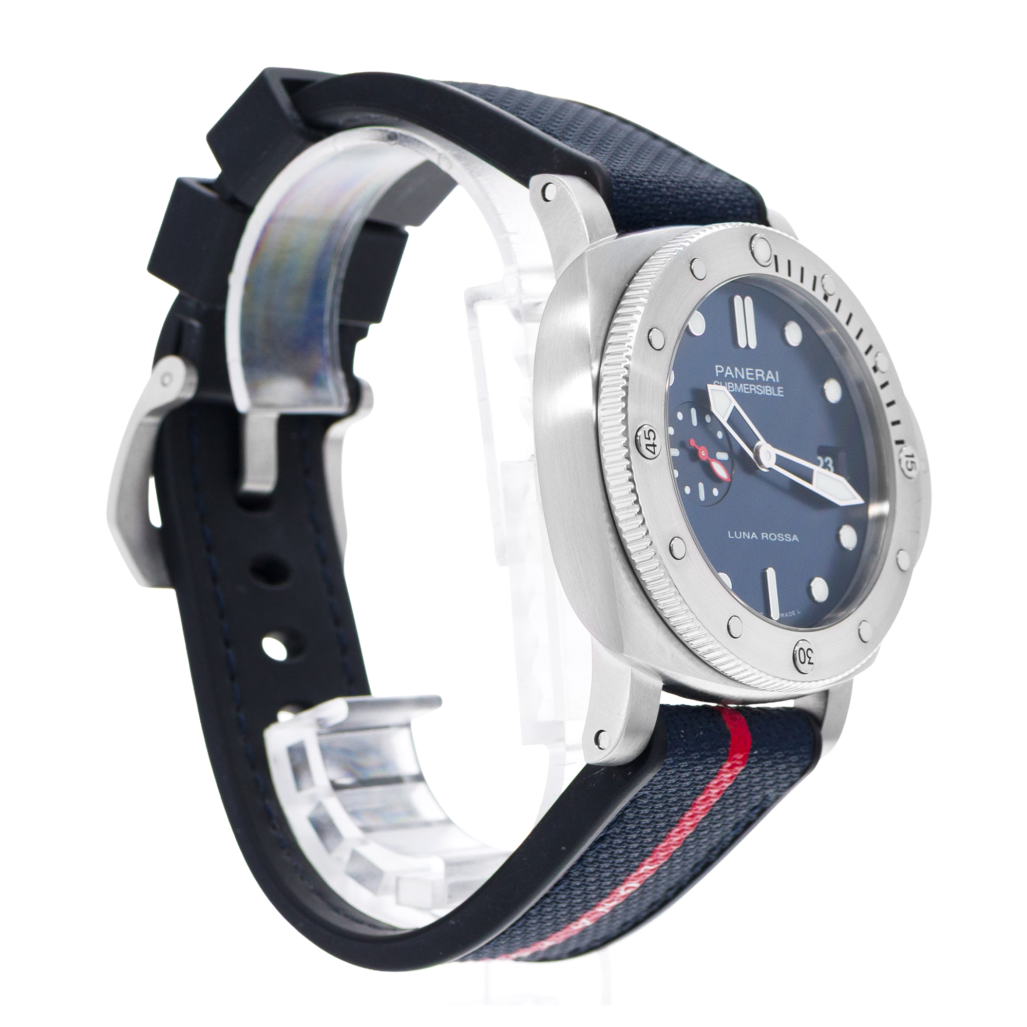 Panerai Submersible PAM 01391 44mm Blue Steel Luna Rossa Rubber Mens Watch thumbnail 5