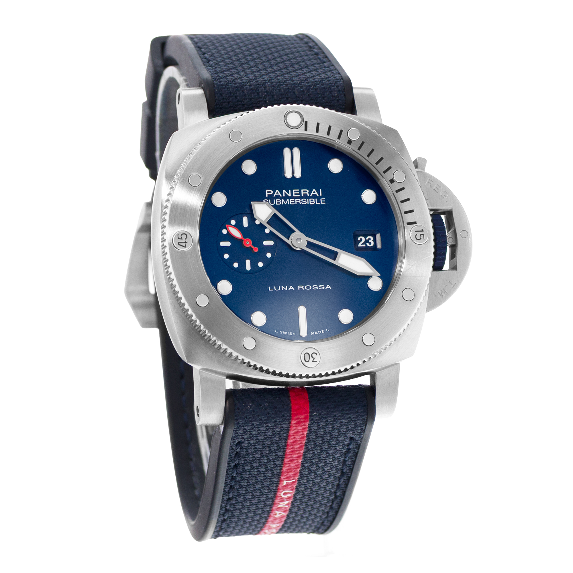 Panerai Submersible PAM 01391 44mm Blue Steel Luna Rossa Rubber Mens Watch thumbnail 6