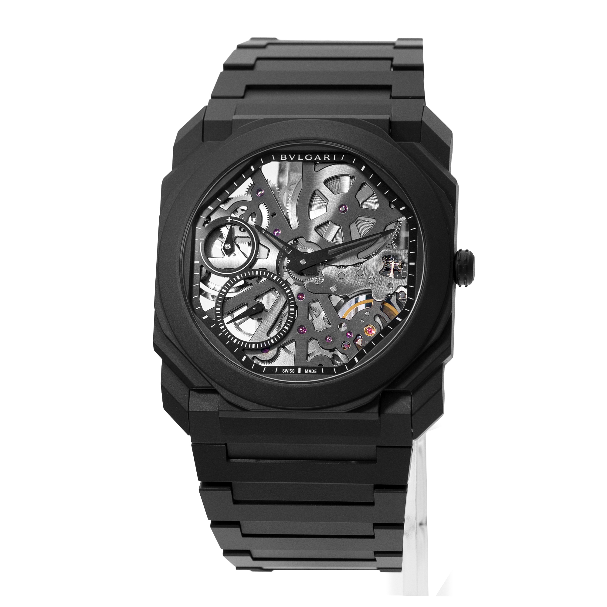 Bvlgari Octo 103126 40mm Skeleton Black Ceramic Manual Winding Mens Watch 2019 thumbnail 4