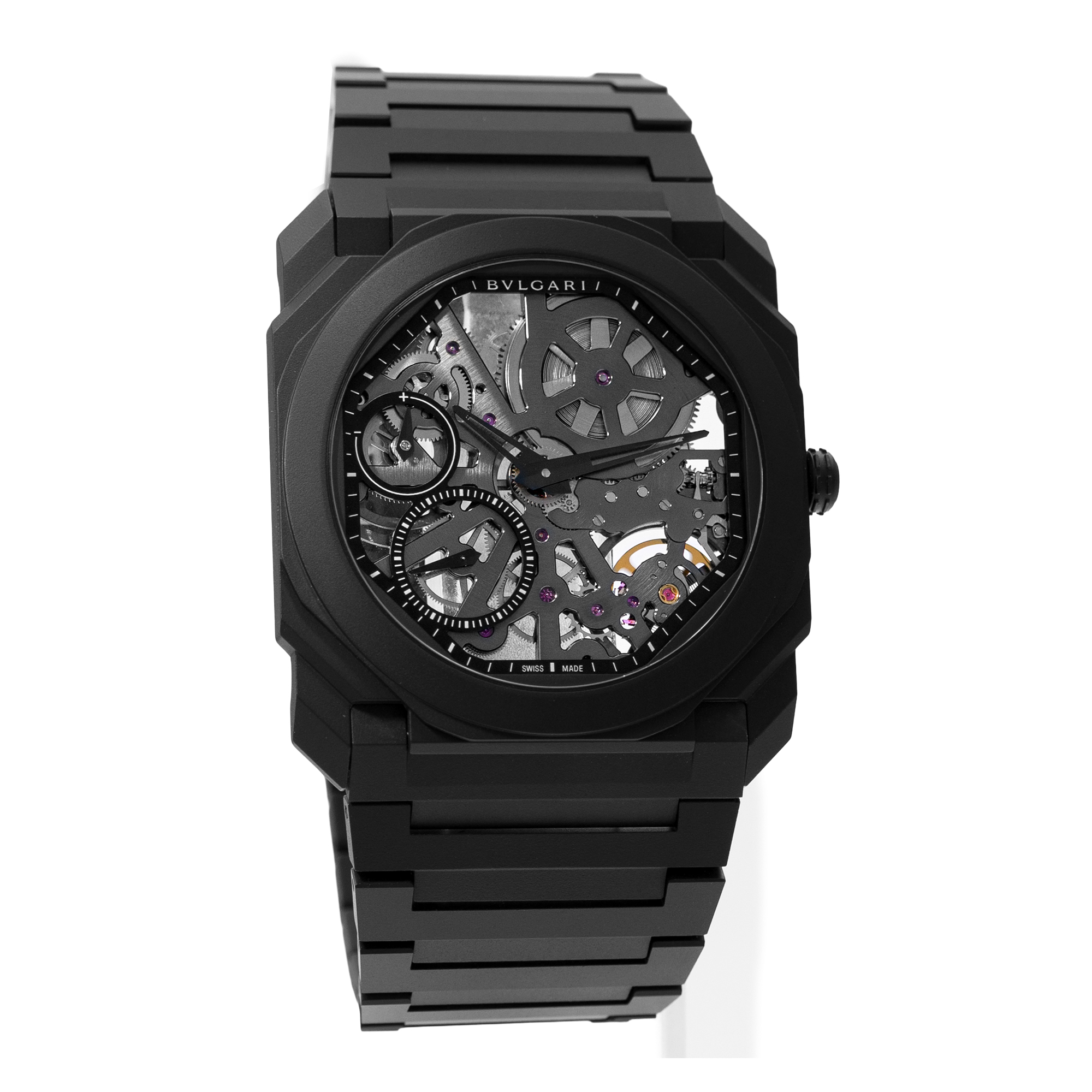 Bvlgari Octo 103126 40mm Skeleton Black Ceramic Manual Winding Mens Watch 2019 thumbnail 7