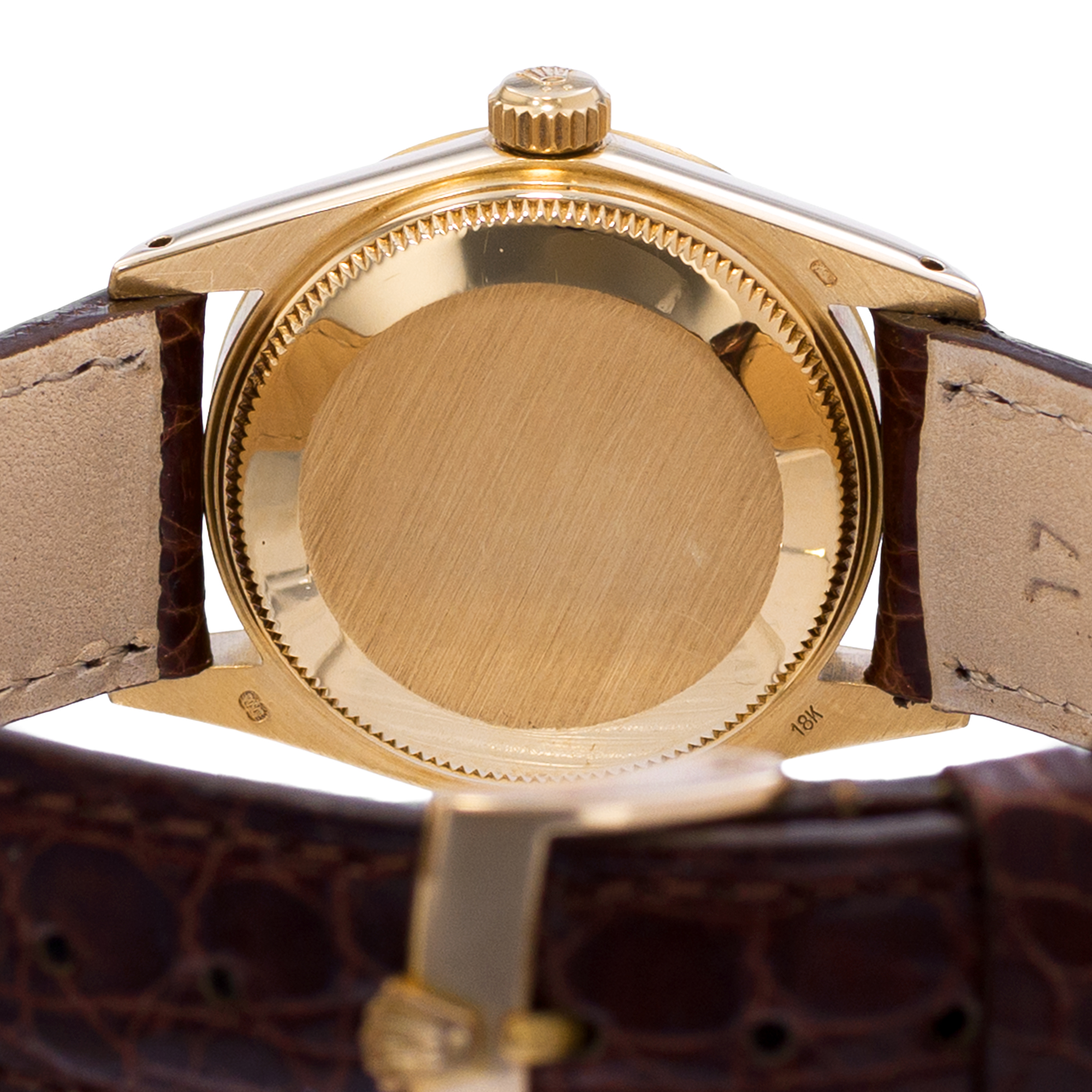Rolex Datejust 31 6827 White Roman 18K Yellow Gold Leather Ladies Watch 1980 thumbnail 8