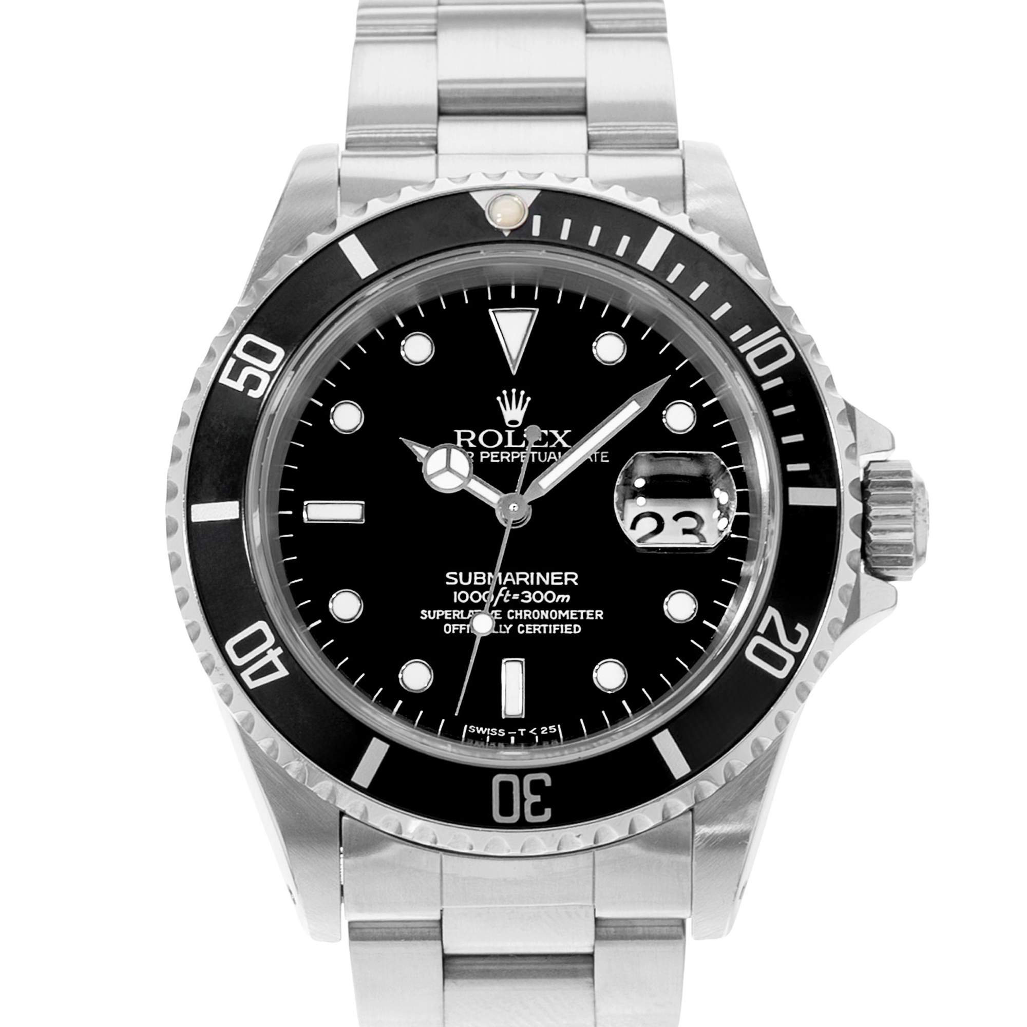 Rolex Submariner Date 16610 40mm Black Diver Steel Oyster Mens Watch 1996 thumbnail 1