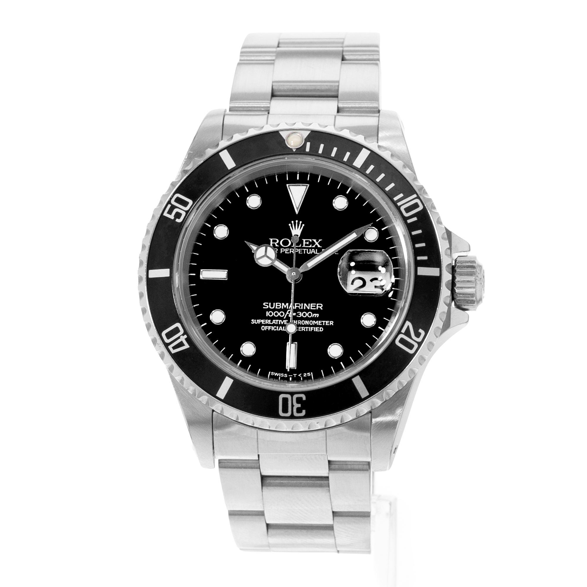Rolex Submariner Date 16610 40mm Black Diver Steel Oyster Mens Watch 1996 thumbnail 3