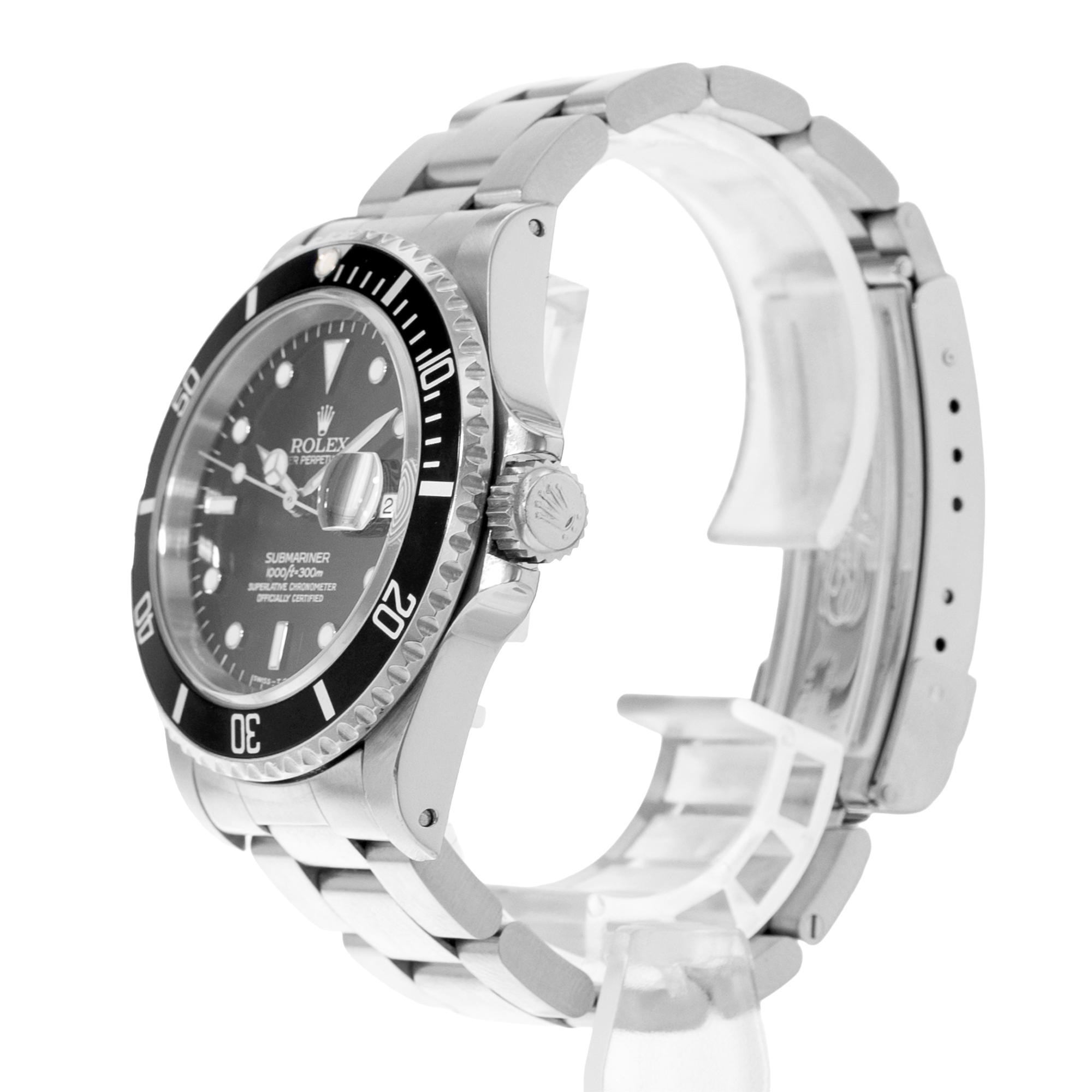 Rolex Submariner Date 16610 40mm Black Diver Steel Oyster Mens Watch 1996 thumbnail 4