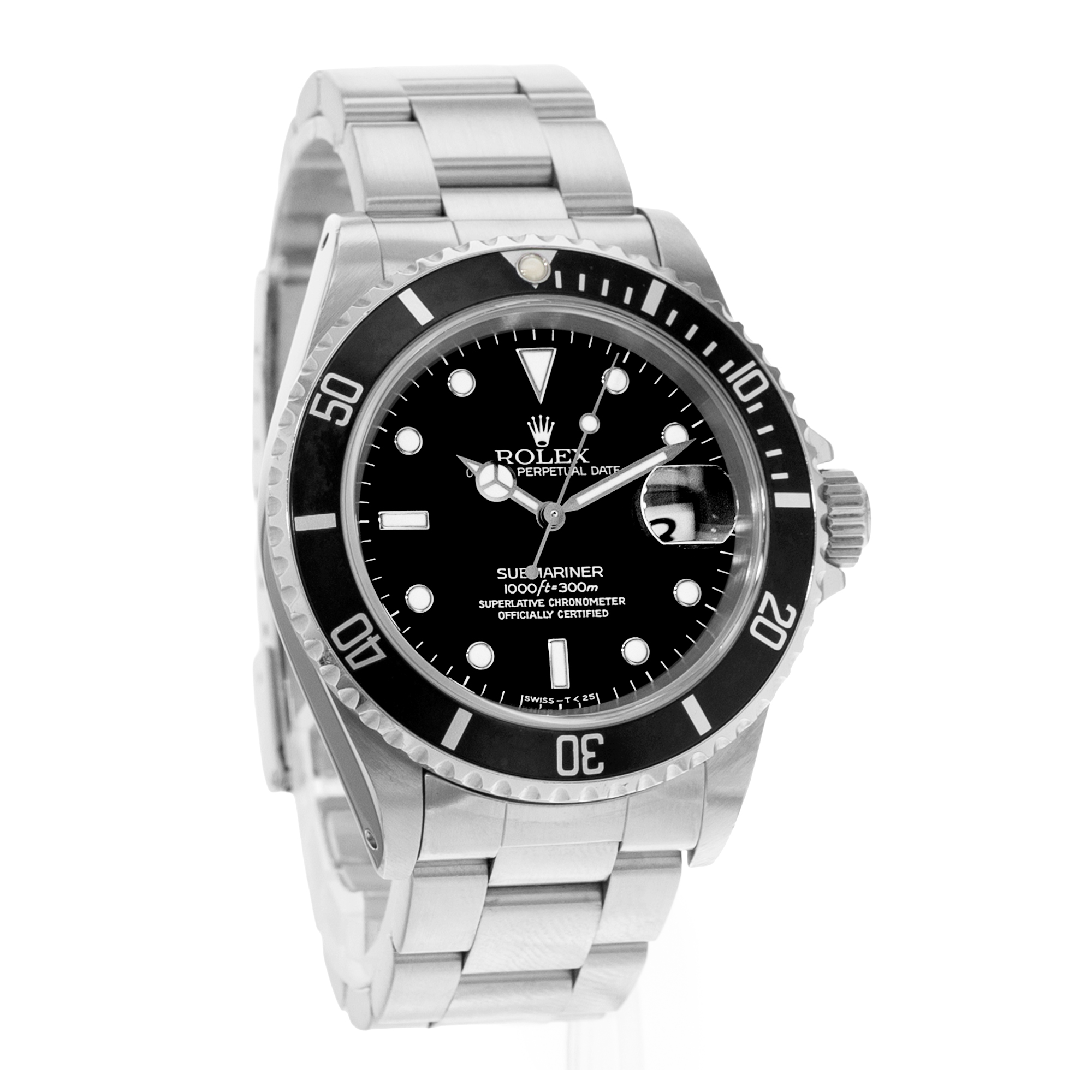 Rolex Submariner Date 16610 40mm Black Diver Steel Oyster Mens Watch 1996 thumbnail 6